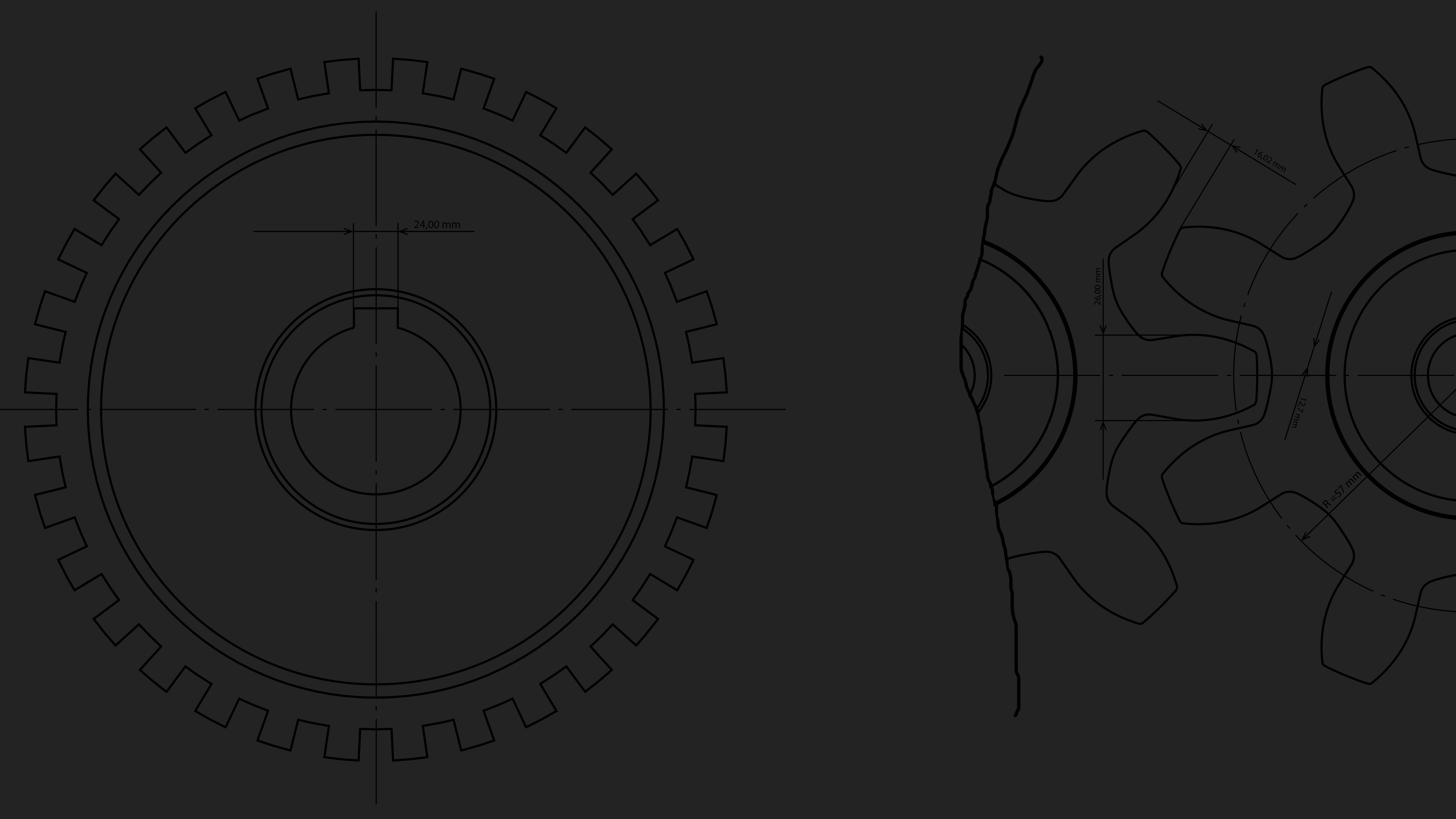 Technical drawing of gears and a shaft HD Wallpaper