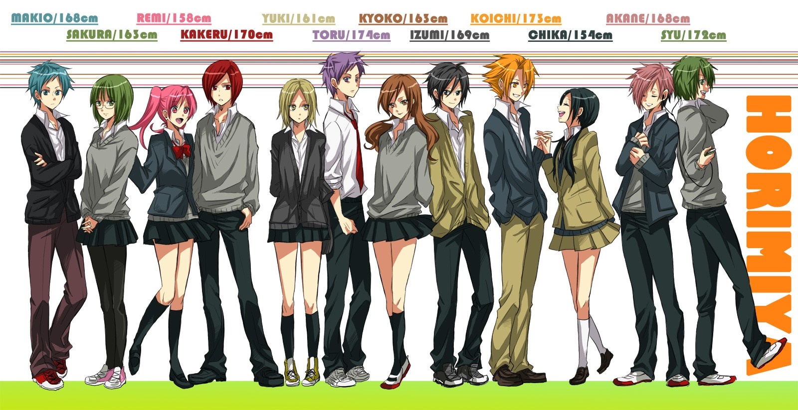 Horimiya Character Team Height Comparison HD Wallpaper