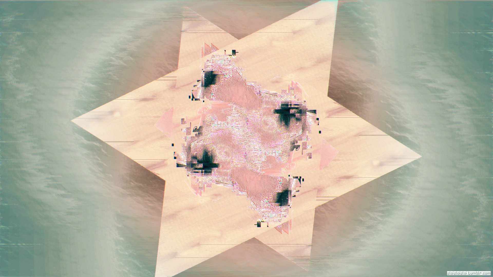 Abstract star shape with glitch art in the center HD Wallpaper