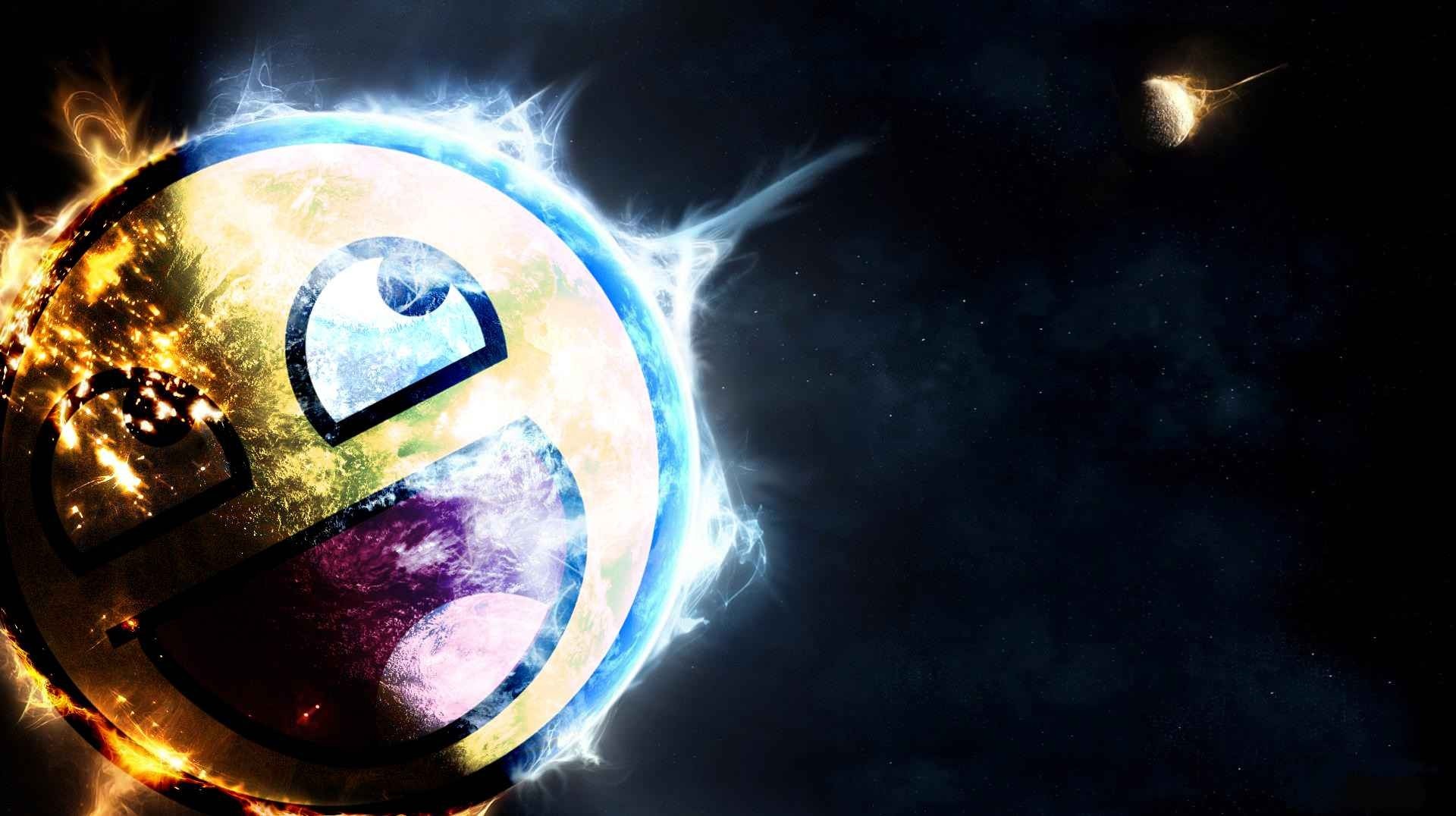 Awesome face planet in space with meteor HD Wallpaper