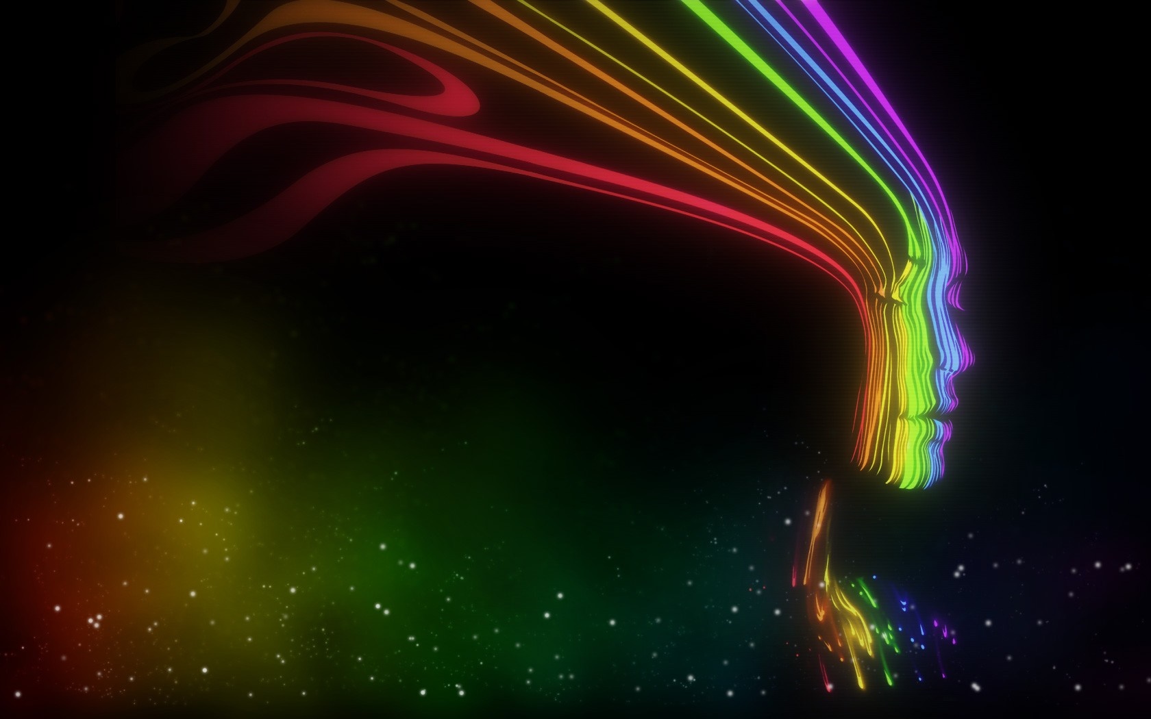 Profile of a face made of rainbow light HD Wallpaper