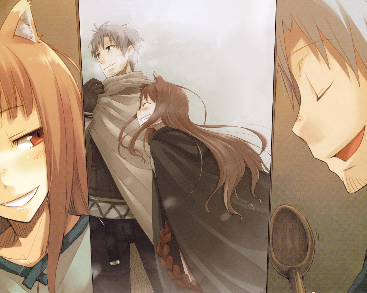 Holo and Lawrence from Spice and Wolf HD Wallpaper