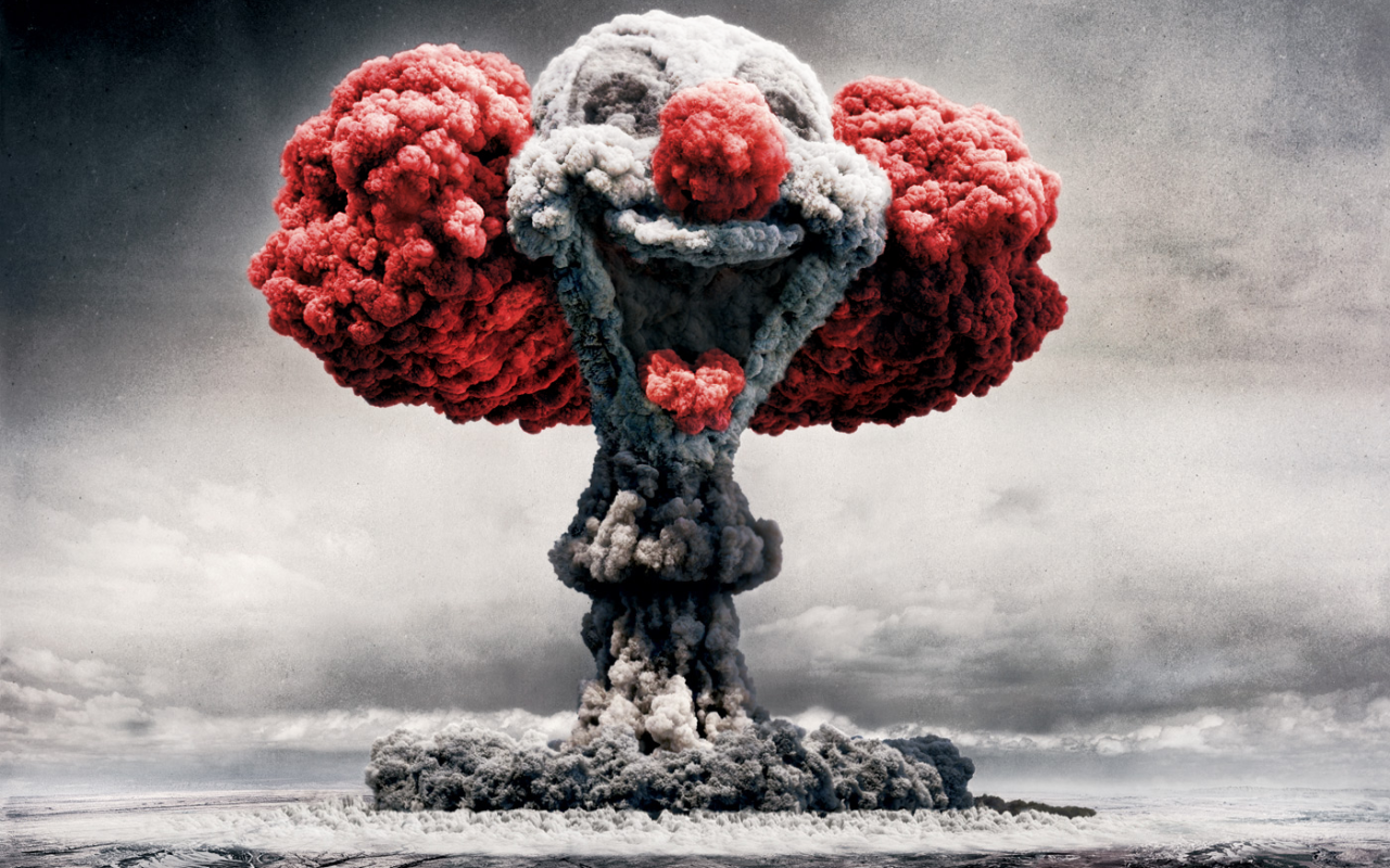 Clown mushroom cloud explosion HD Wallpaper