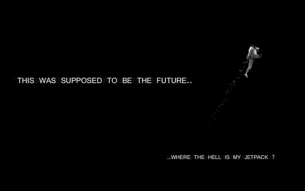 Astronaut falling with text about the future and jetpack HD Wallpaper