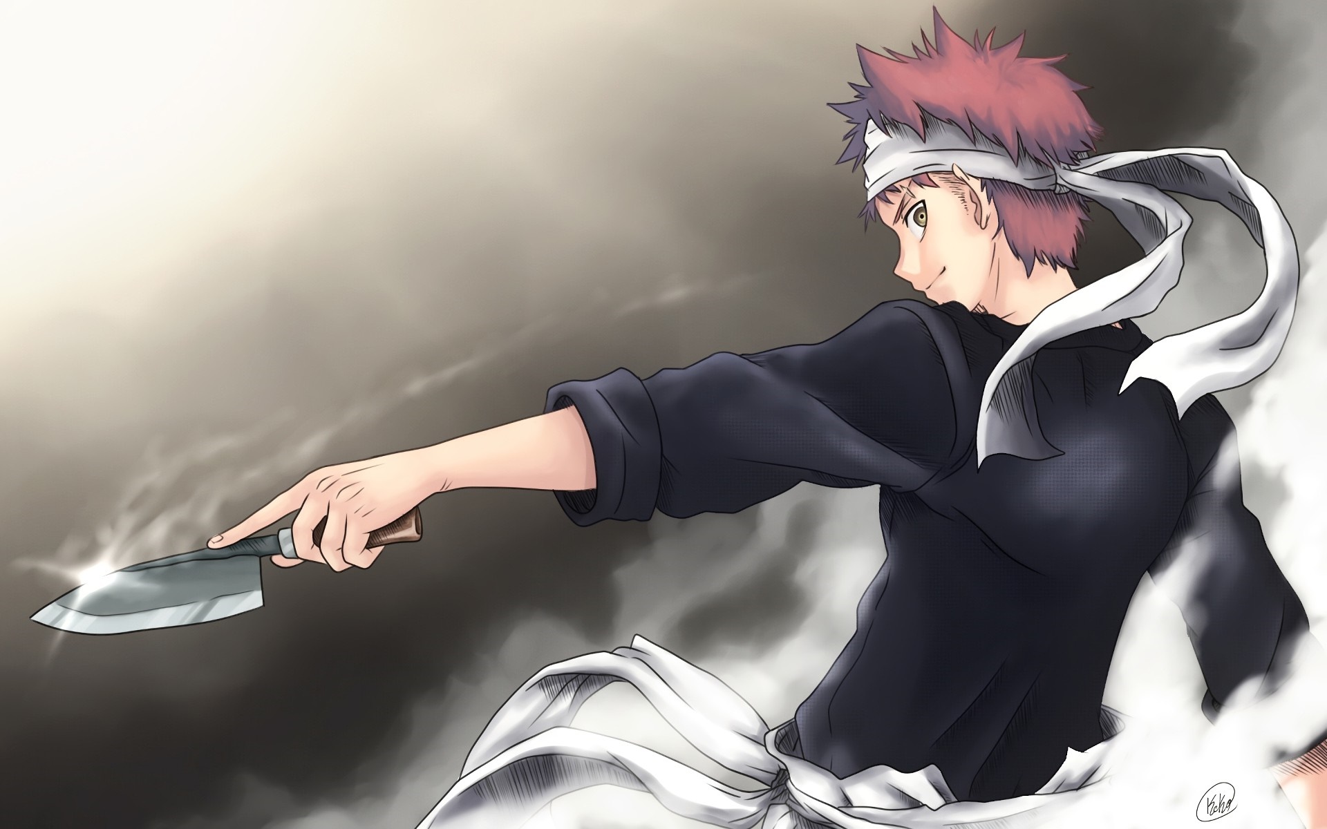 Yukihira Soma from Shokugeki no Souma holding a knife HD Wallpaper