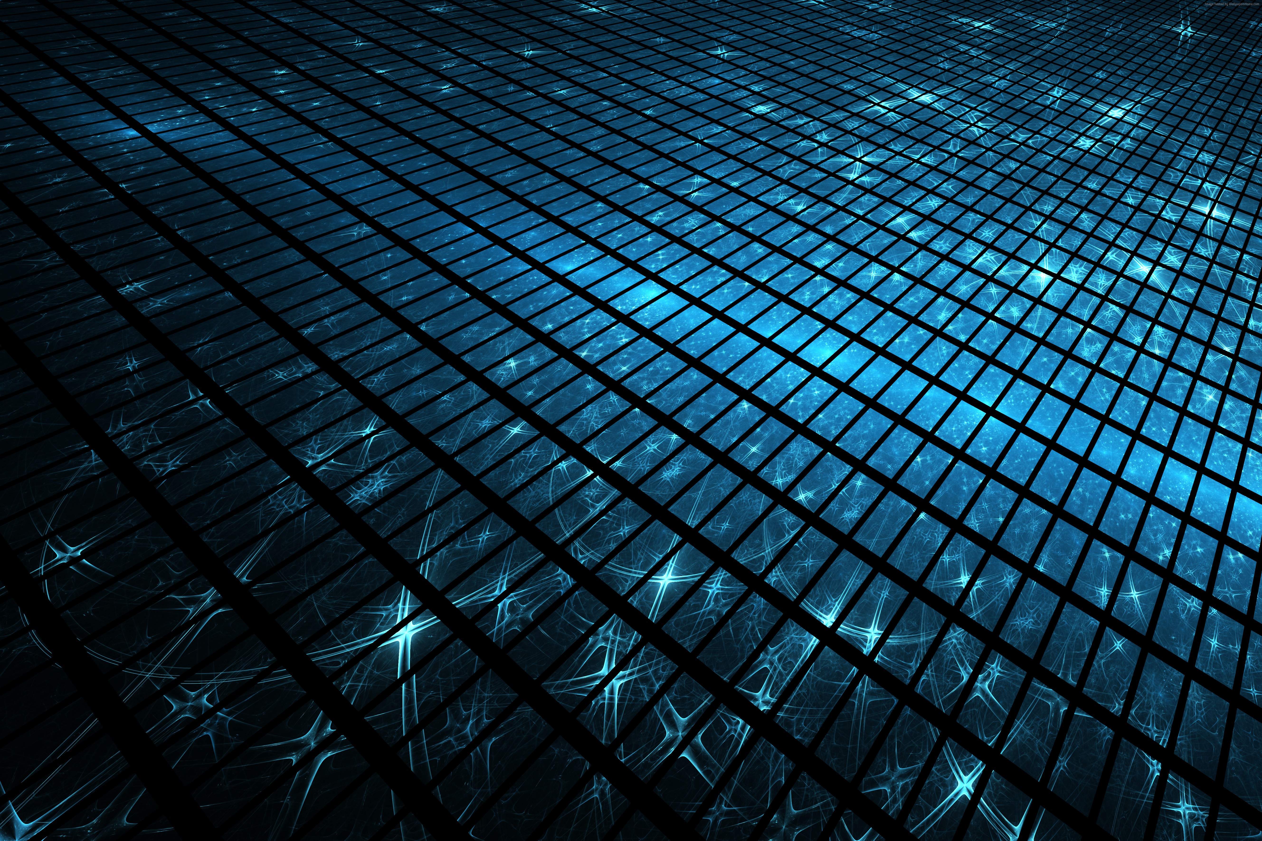 Abstract 3D Grid with Blue Light HD Wallpaper
