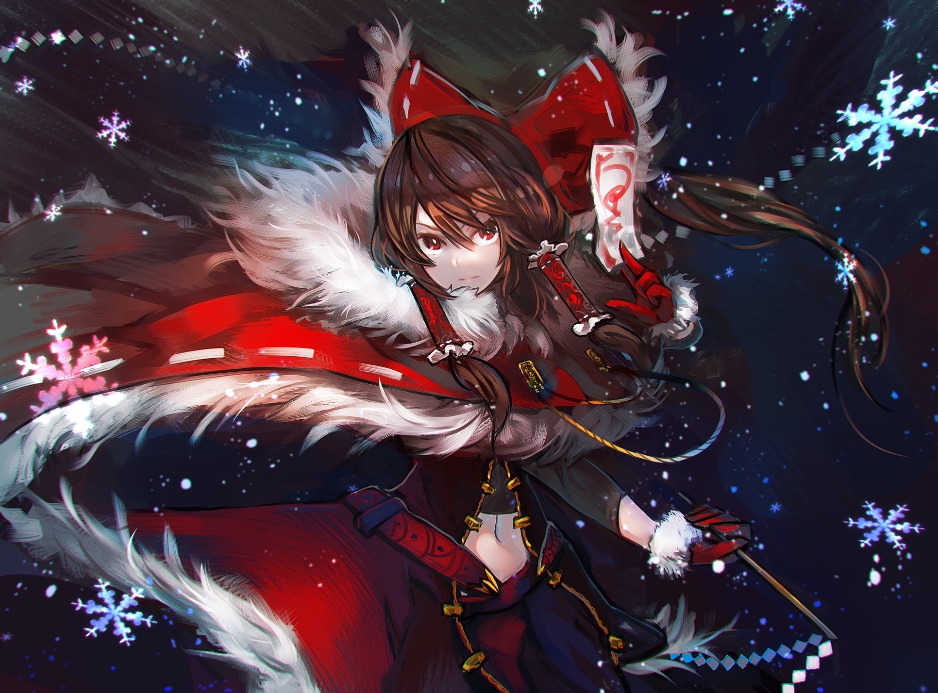 Reimu Hakurei from Touhou in Christmas attire HD Wallpaper