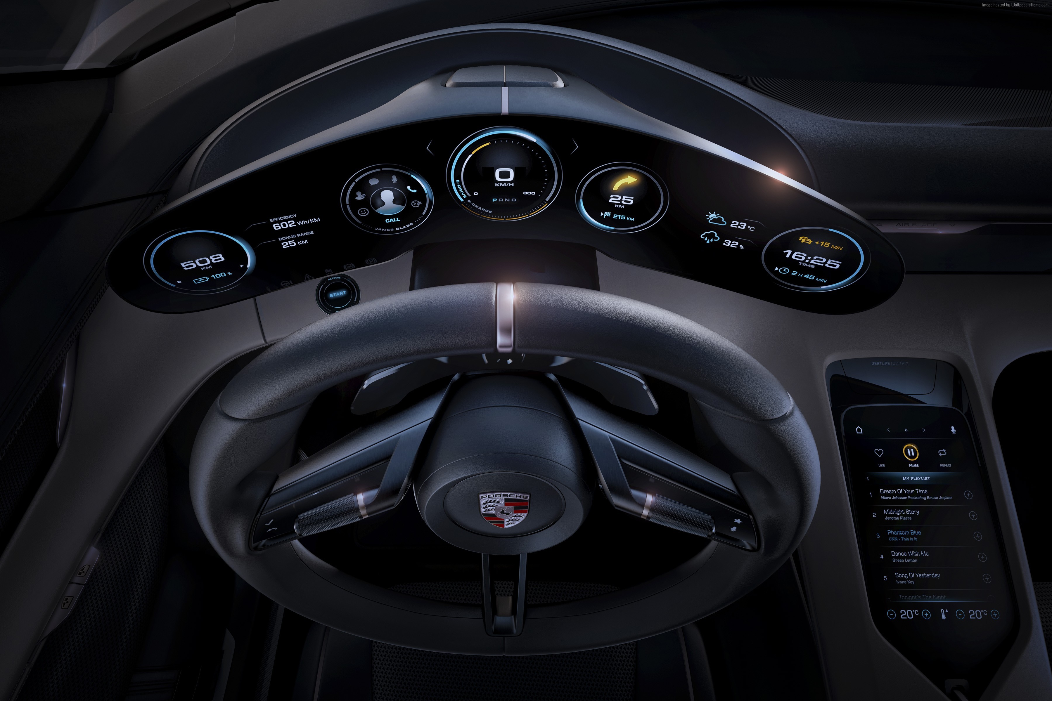 Porsche Taycan Electric Supercar Interior Dashboard HD Wallpaper