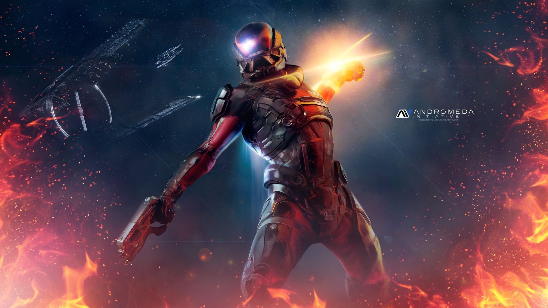 Mass Effect Andromeda Initiative soldier in space HD Wallpaper