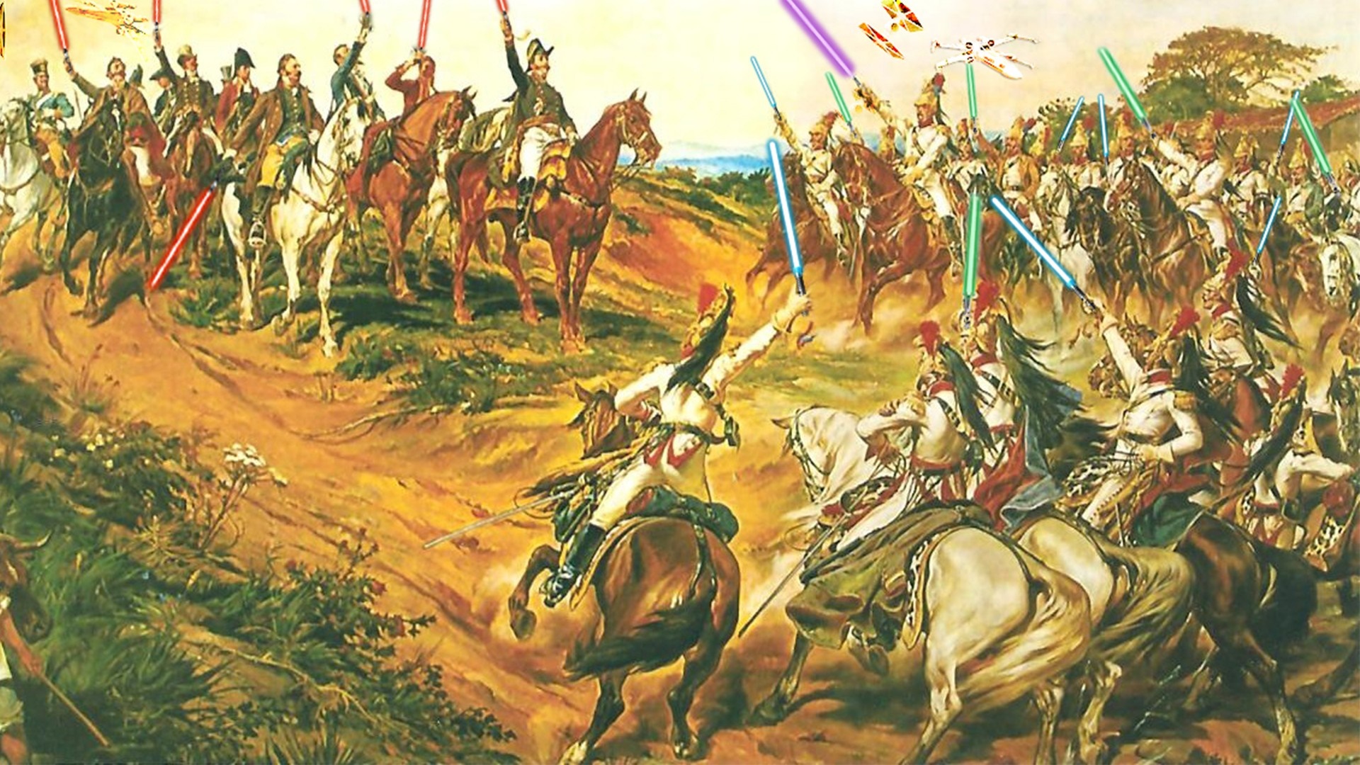 Star Wars Battle with Lightsabers and Cavalry HD Wallpaper