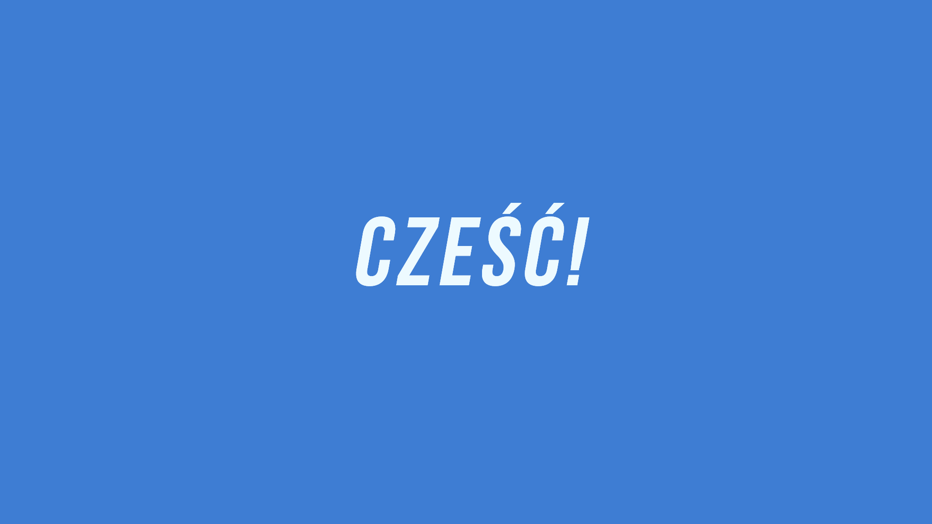 Polish word 'Cześć!' on a blue background HD Wallpaper