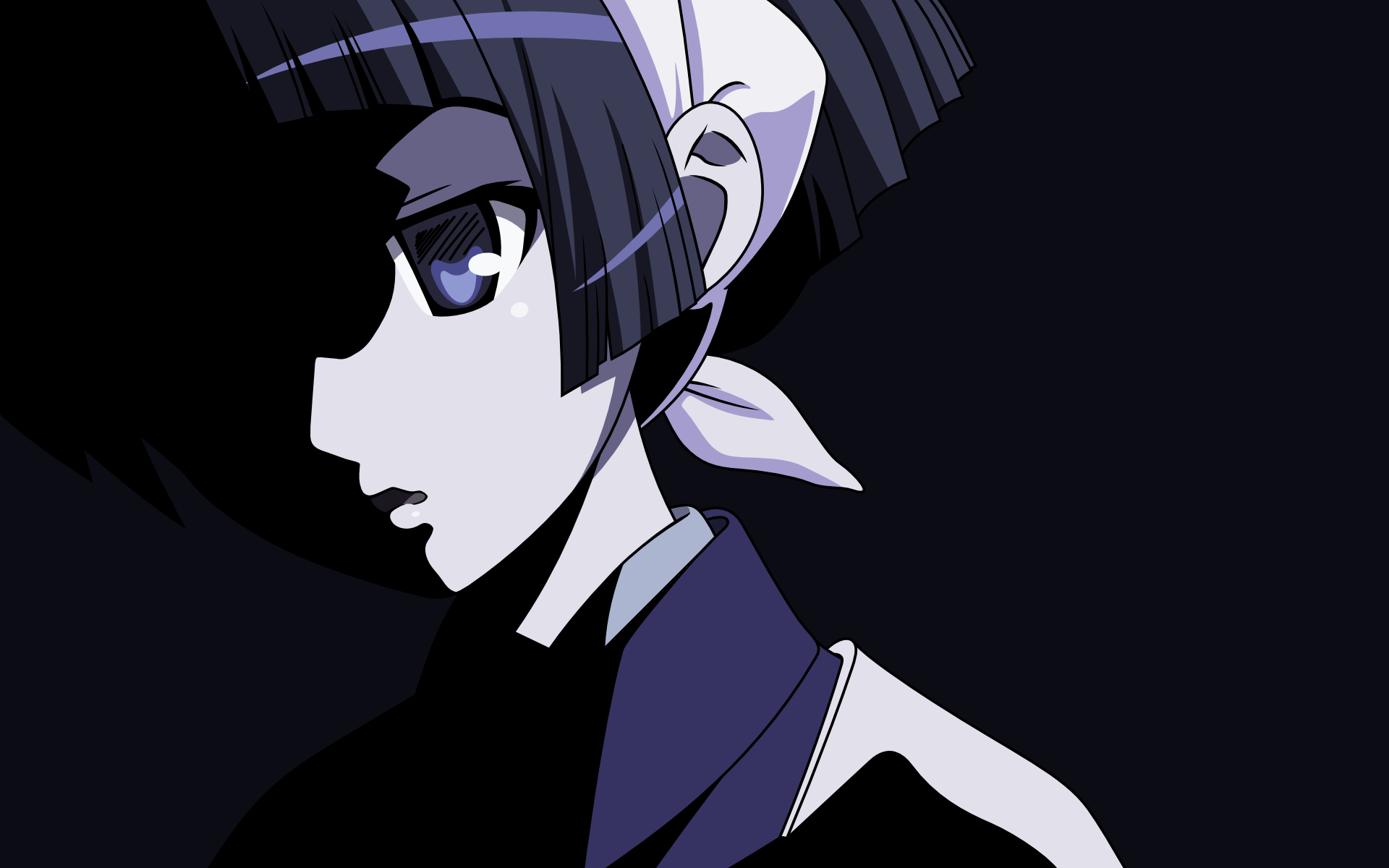 Anime girl with dark hair and blue eyes HD Wallpaper