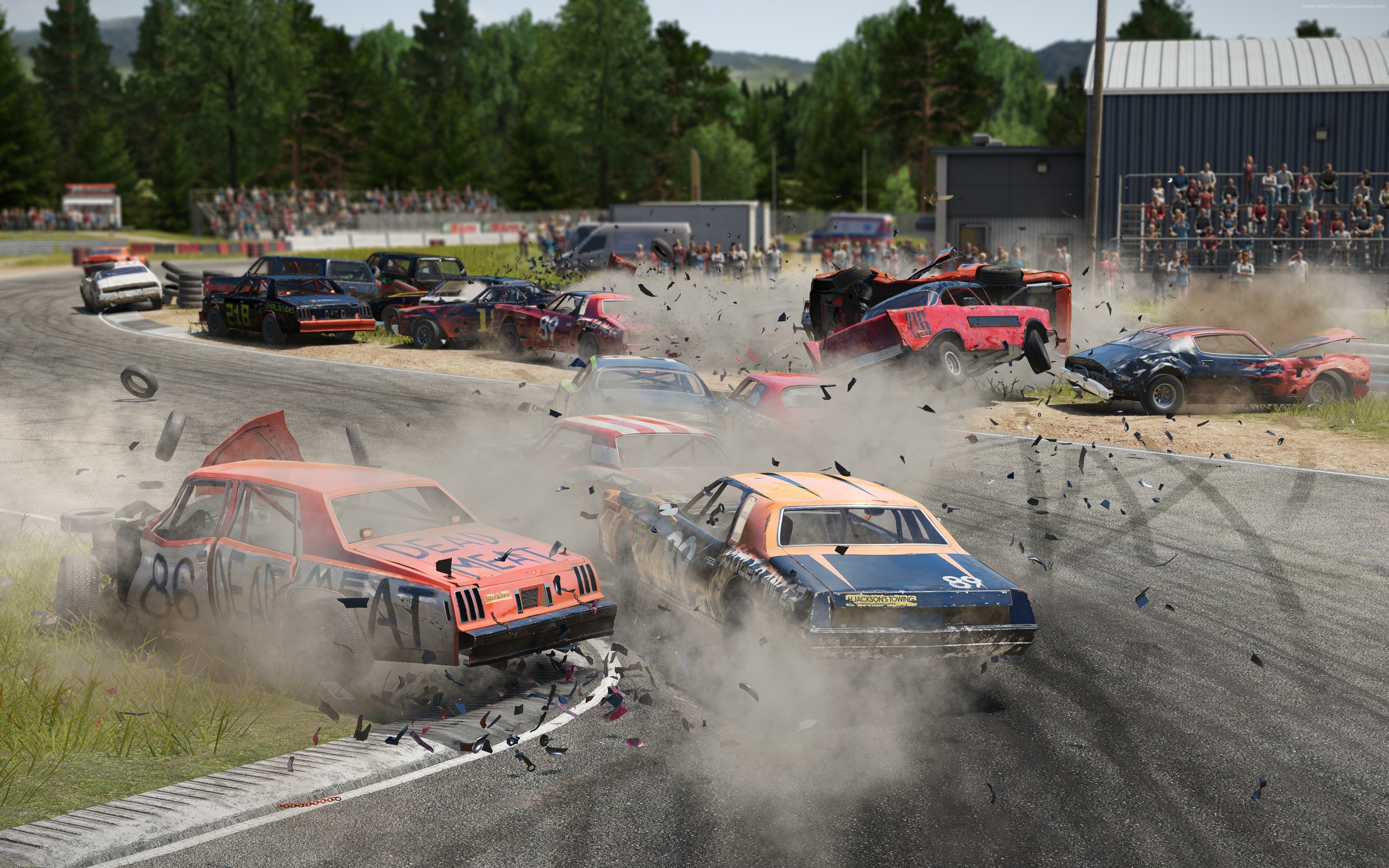 Wreckfest 4K screenshot of car demolition derby HD Wallpaper