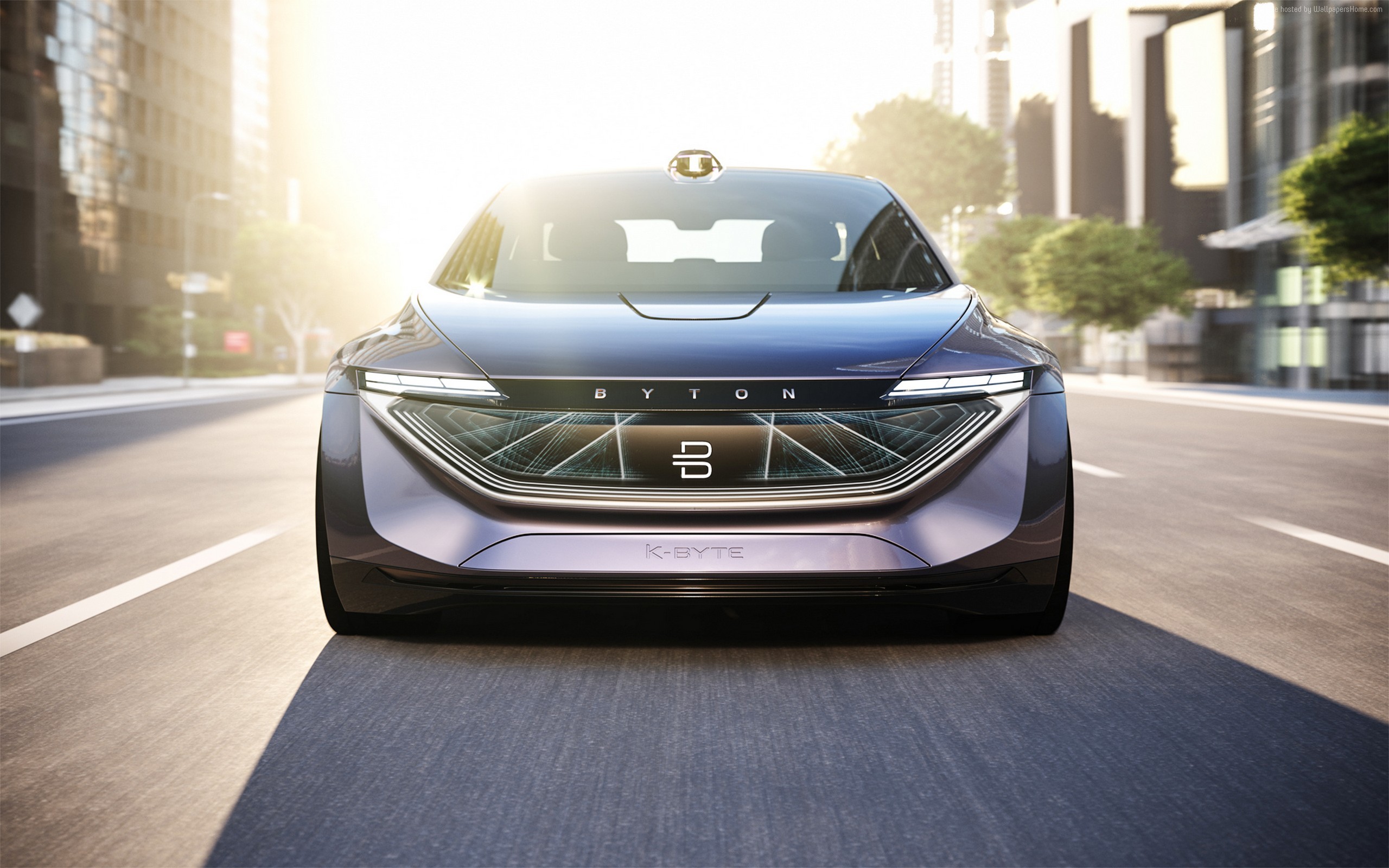 Byton K-Byte Concept electric car on a city street HD Wallpaper