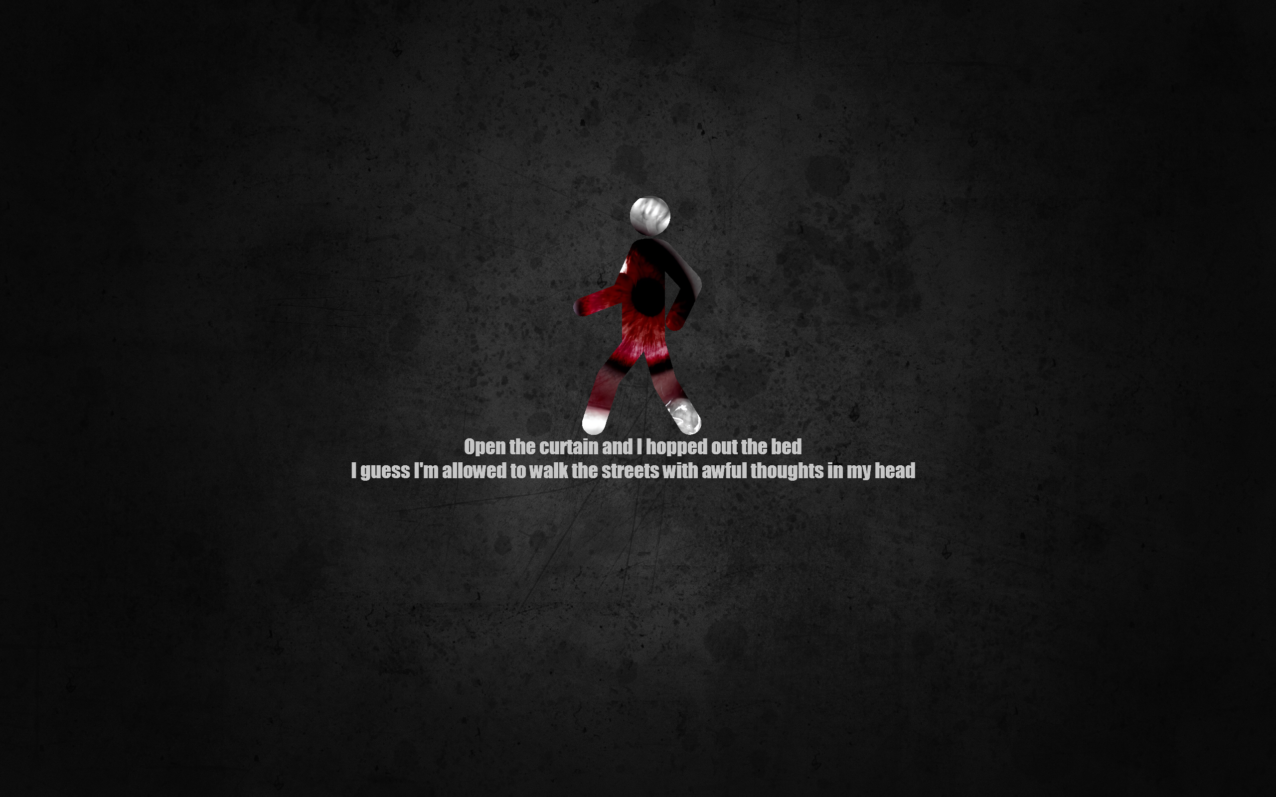 Stick figure with text on dark background HD Wallpaper