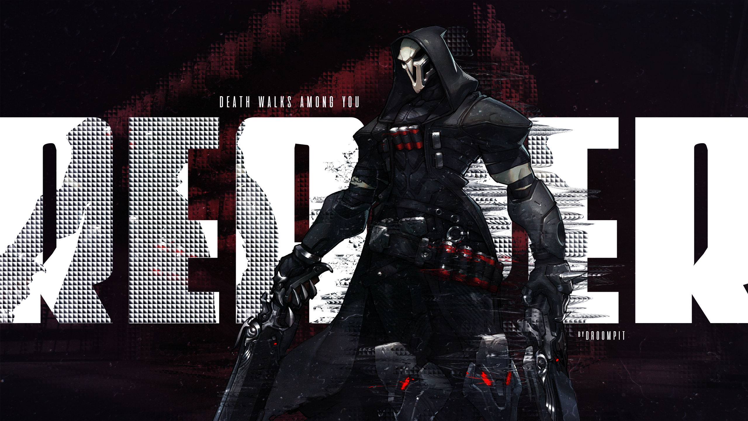 Reaper from Overwatch with text HD Wallpaper