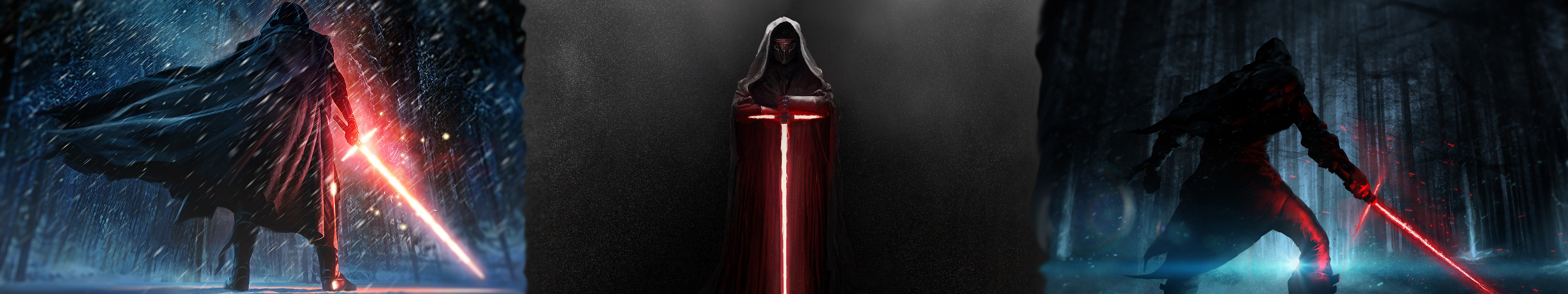 Kylo Ren and Darth Revan with lightsabers HD Wallpaper