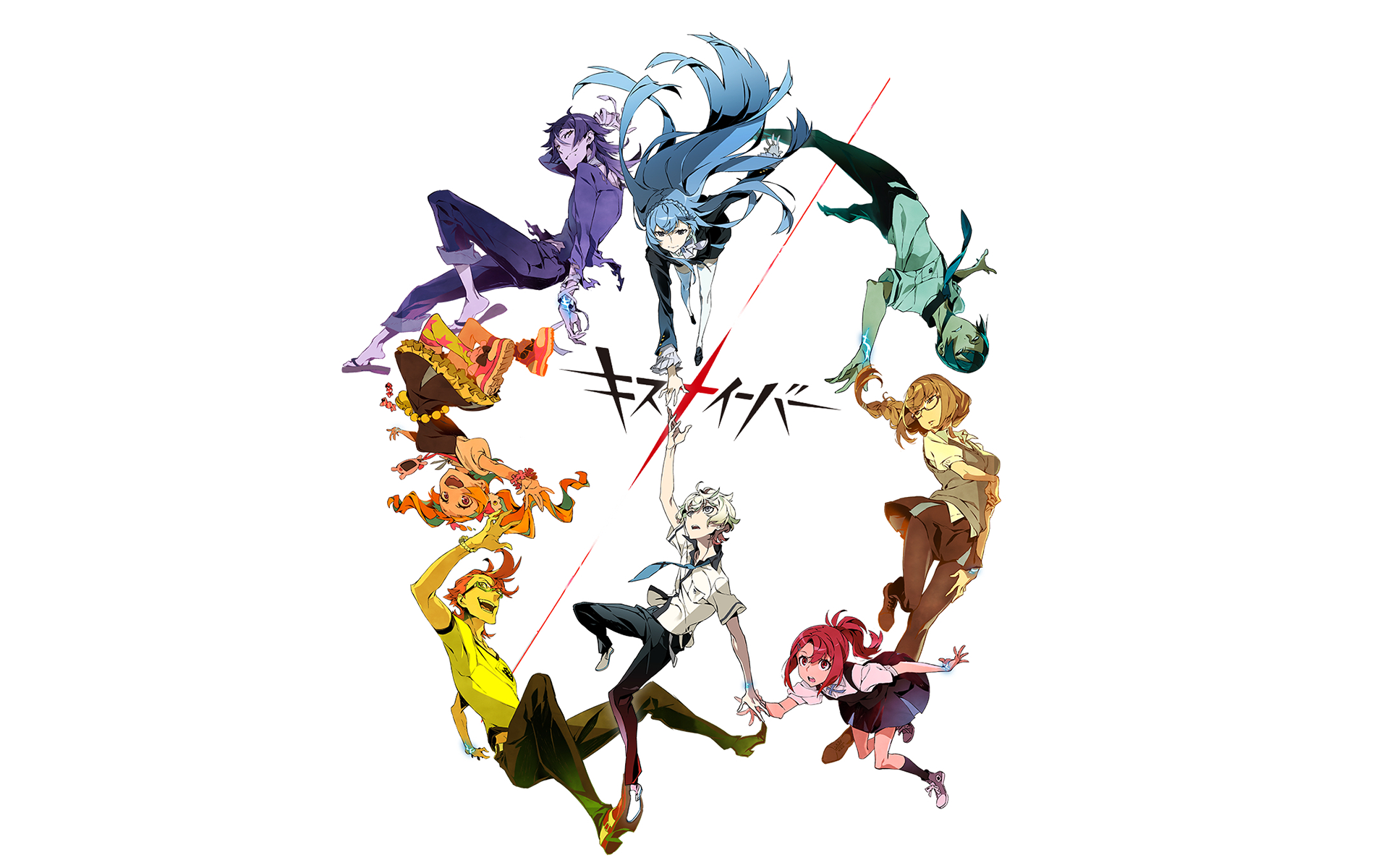 Kiznaiver characters arranged in a circle HD Wallpaper