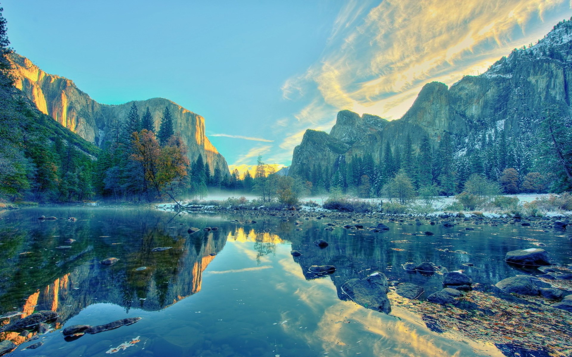 Yosemite Valley with Merced River and El Capitan HD Wallpaper