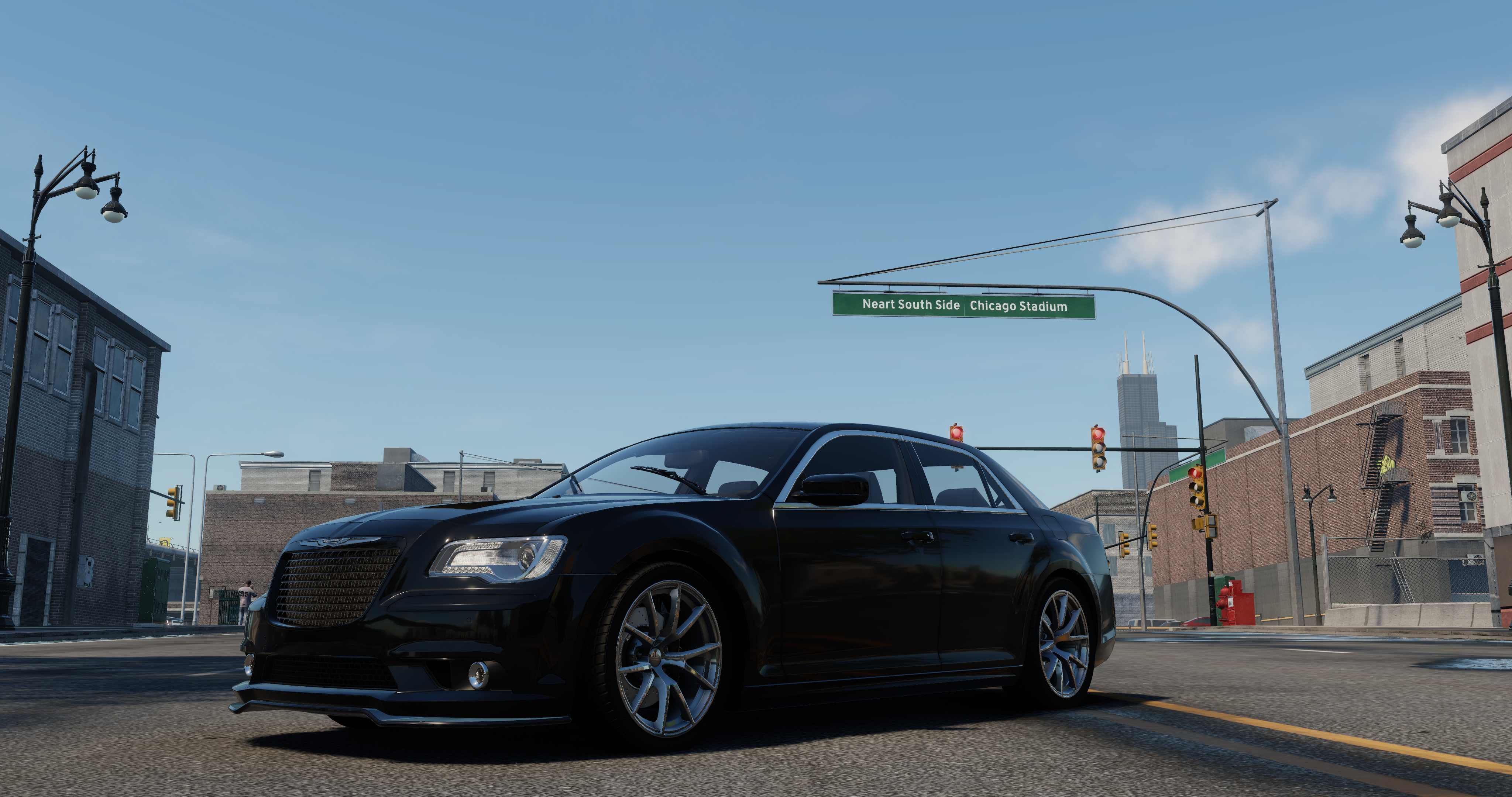 Black Chrysler 300 C Sedan in Chicago HD Wallpaper