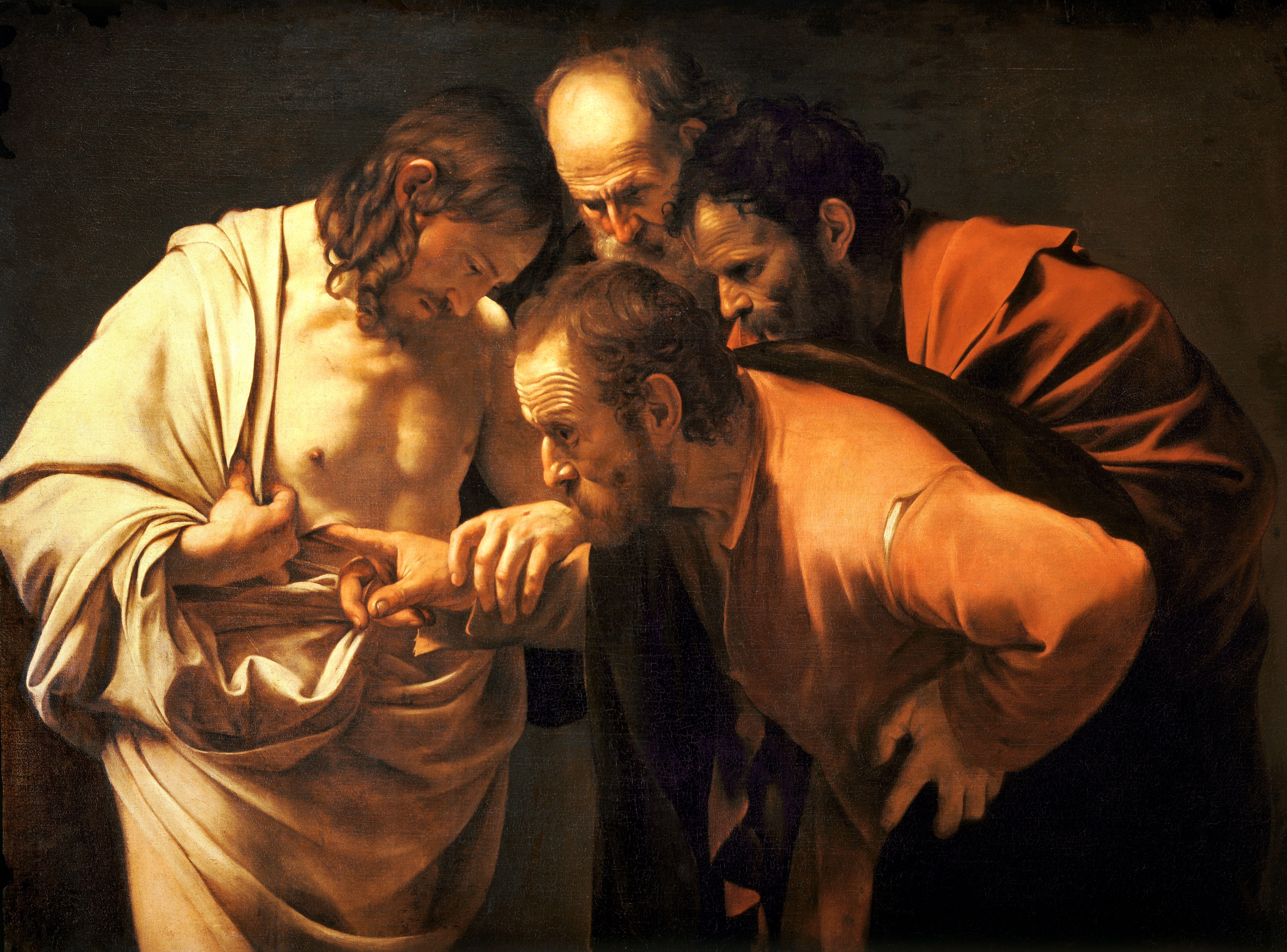 The Incredulity of Saint Thomas by Caravaggio HD Wallpaper