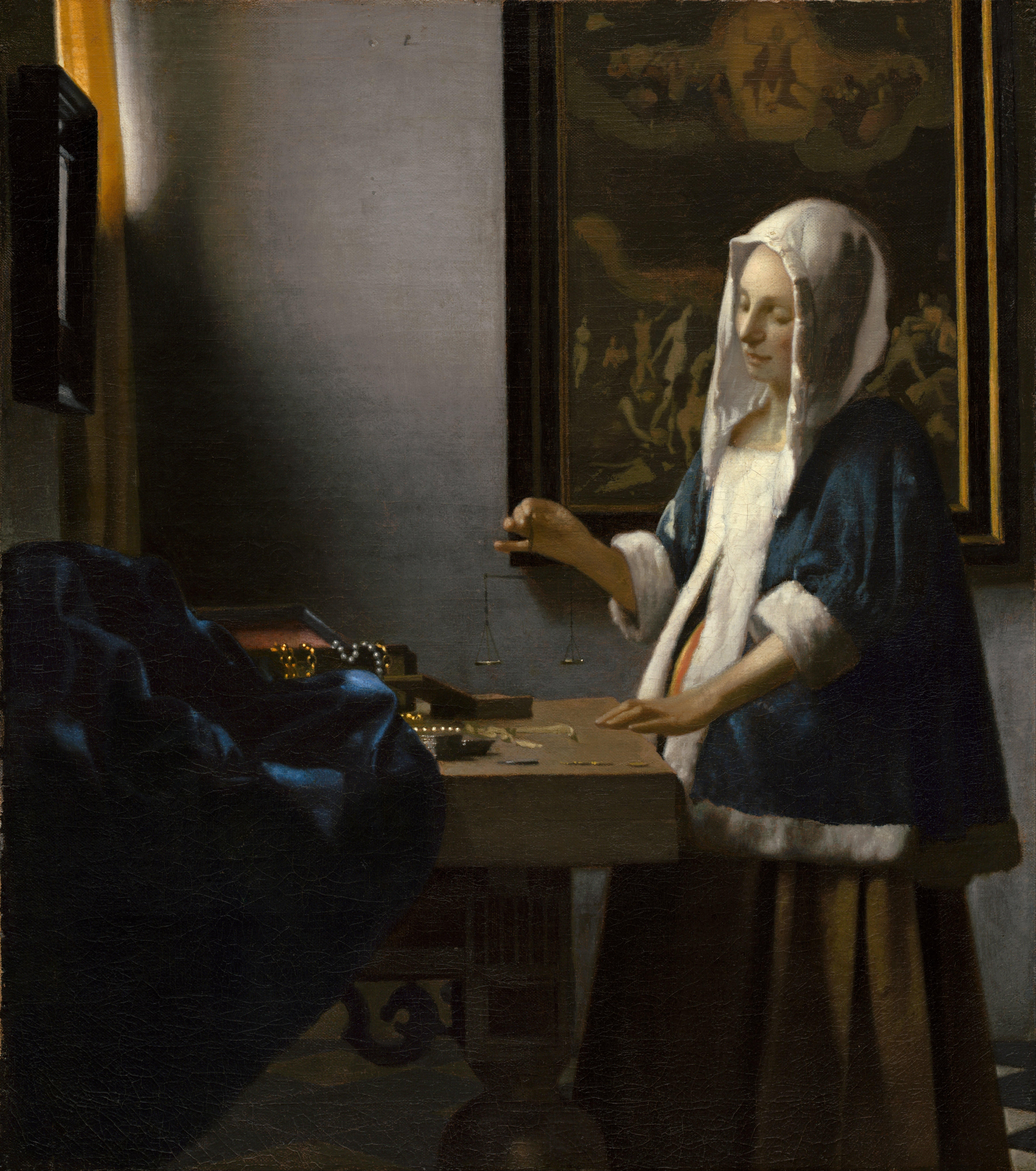 The Woman Holding a Balance by Johannes Vermeer HD Wallpaper