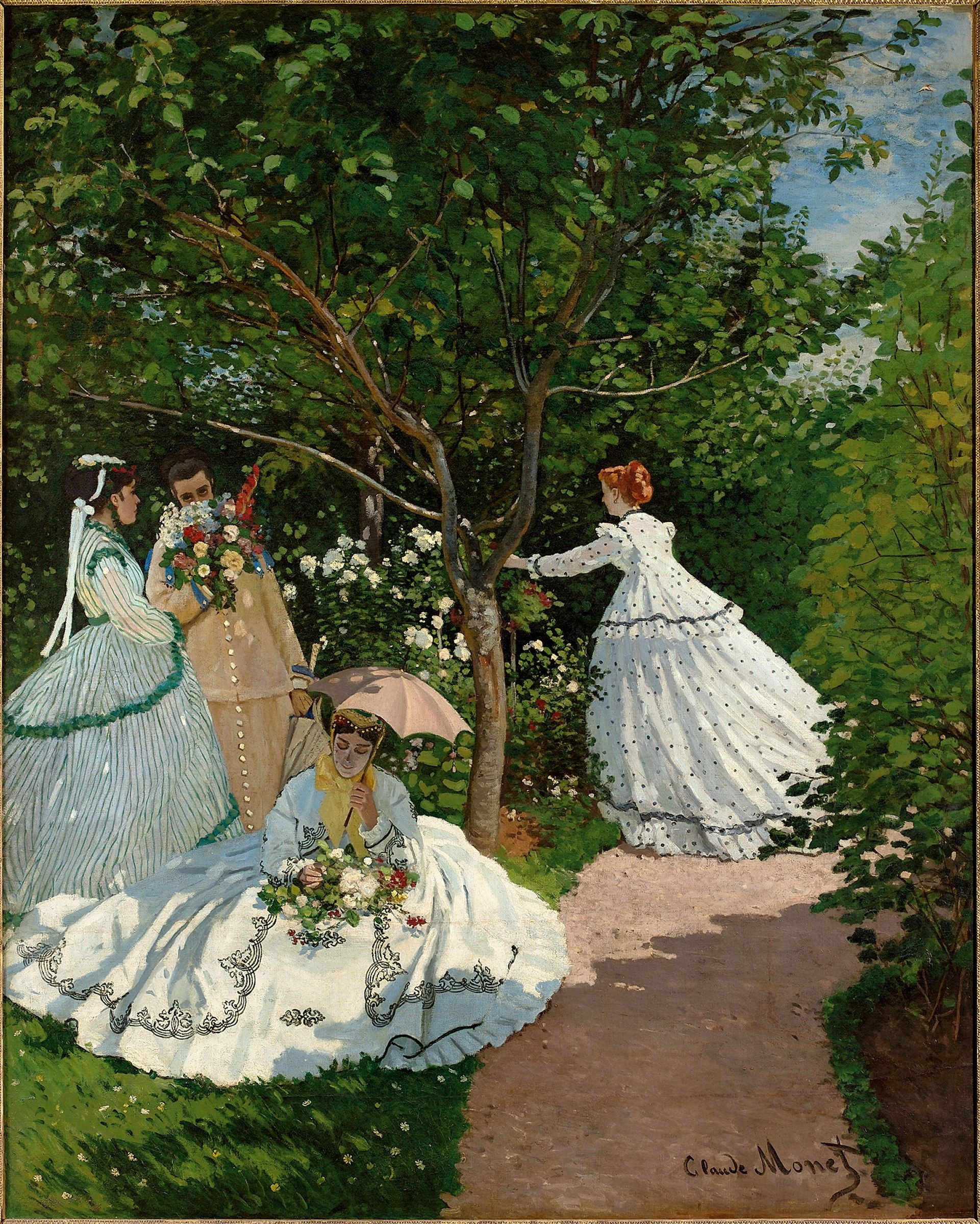 Women in a Garden with Flowers by Claude Monet HD Wallpaper
