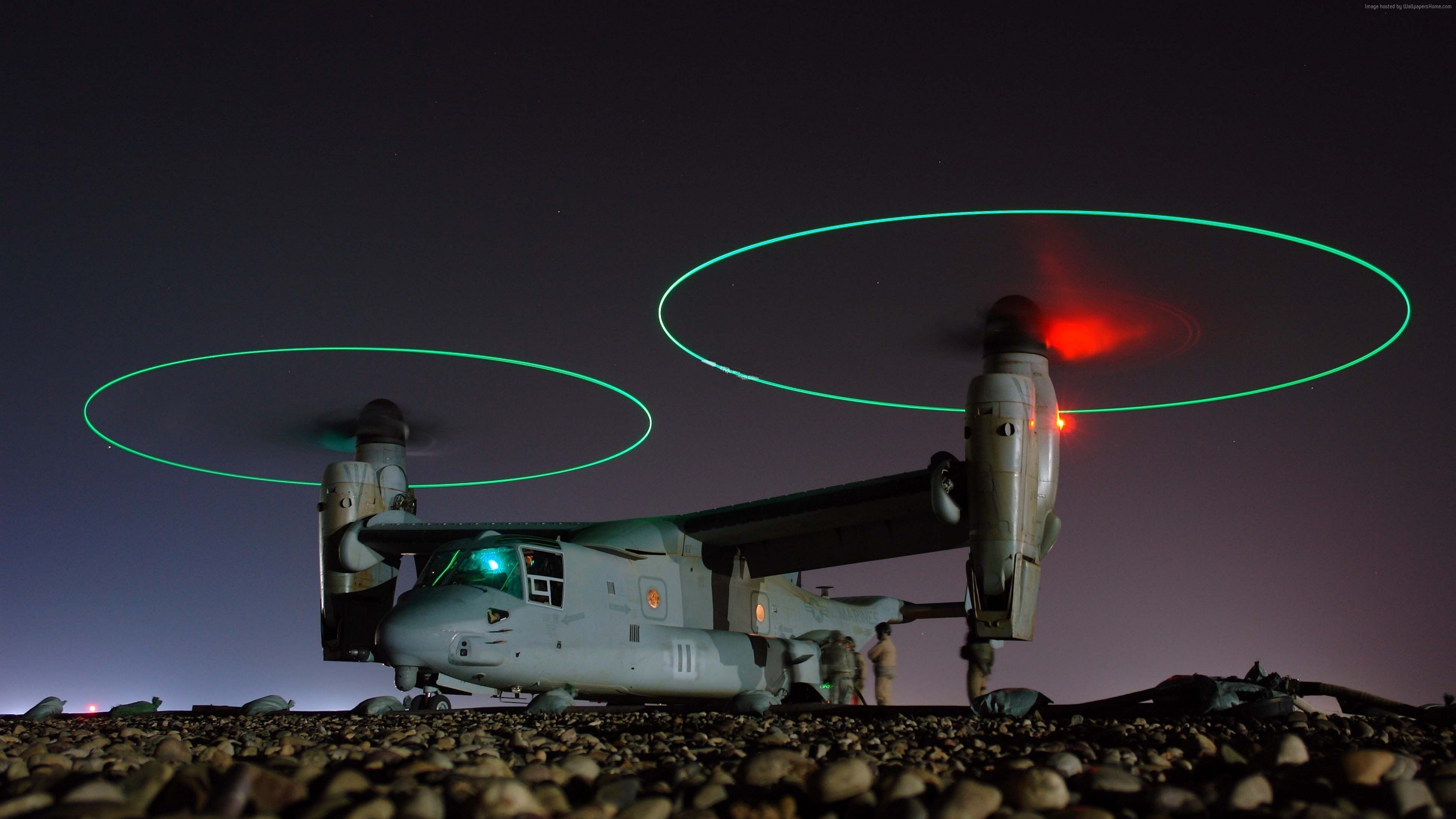 USMC Osprey aircraft at night HD Wallpaper