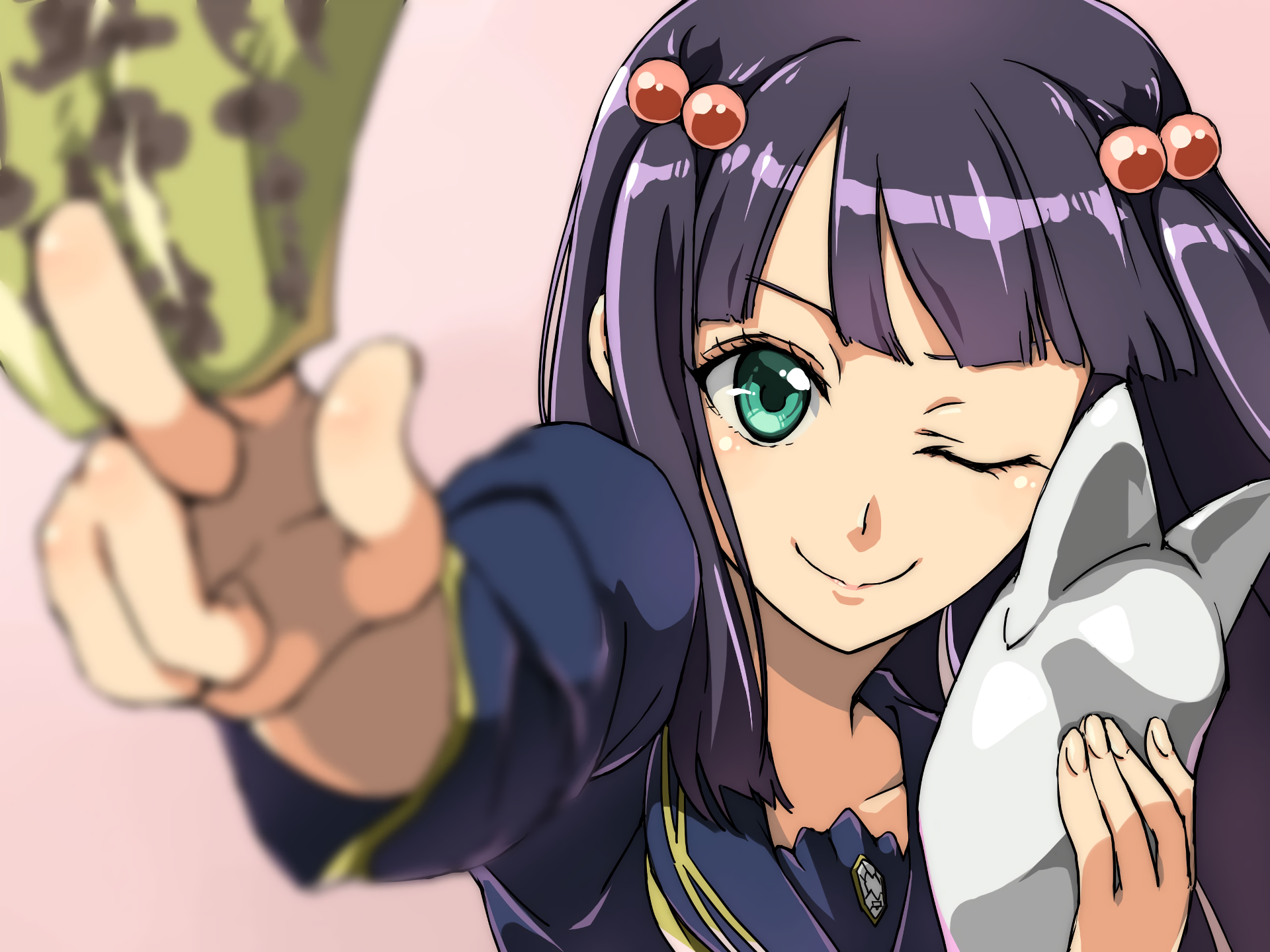 Adashino Benio from Sousei no Onmyouji holding a cup and mask HD Wallpaper