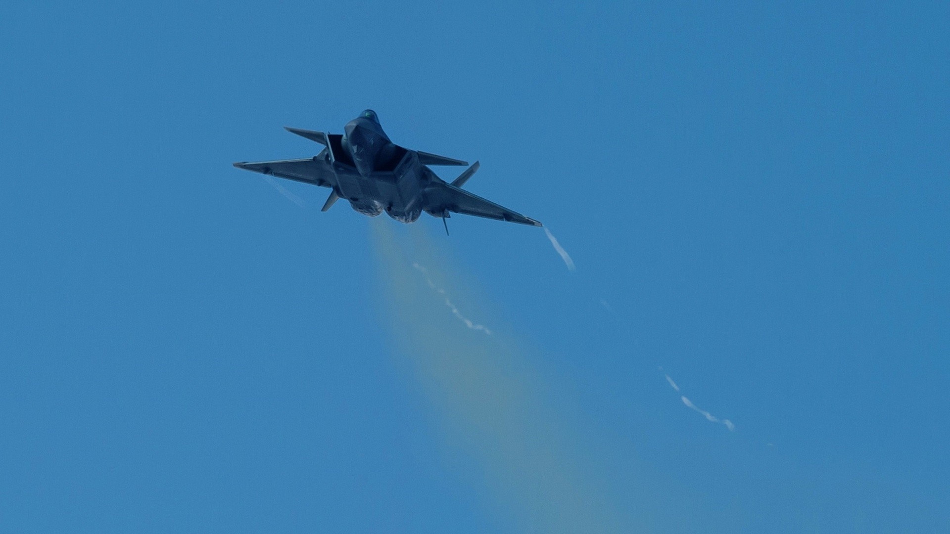 J-20 fighter jet performing aerobatics HD Wallpaper