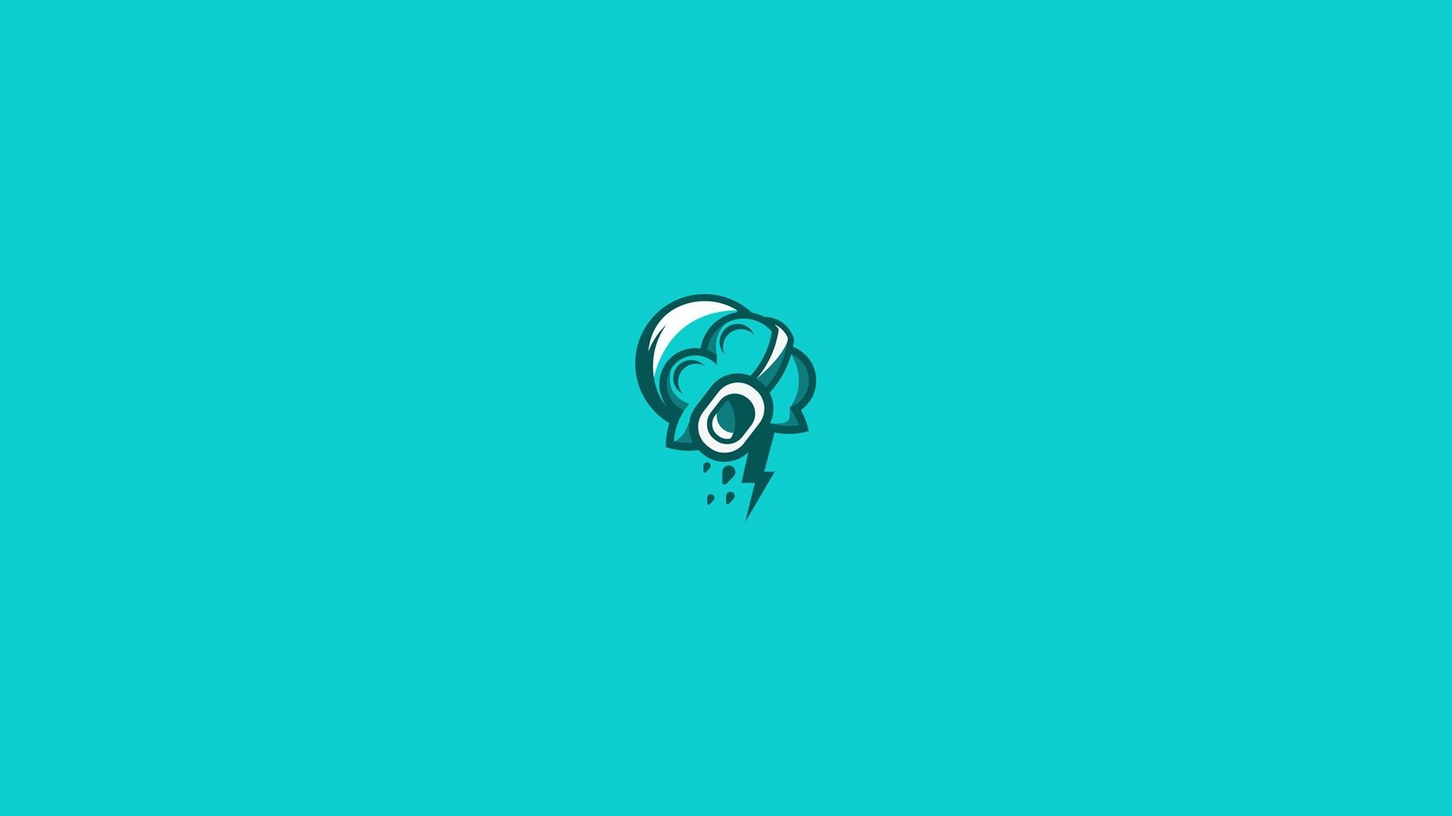 Cloud with headphones and lightning bolt logo HD Wallpaper