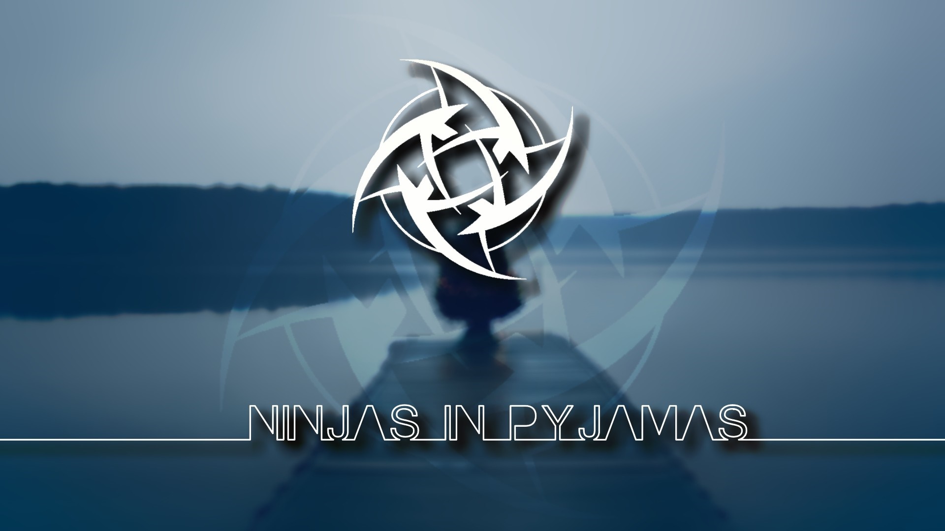 Ninjas in Pyjamas logo over a serene landscape HD Wallpaper
