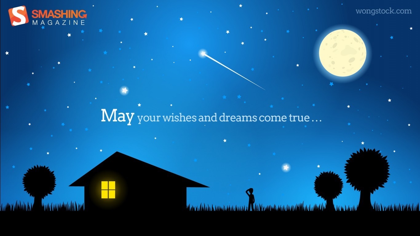 Smashing Magazine night sky illustration with moon and stars HD Wallpaper