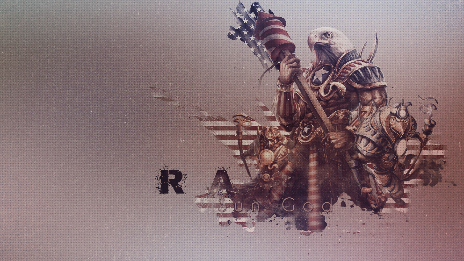 Eagle warrior with American flag rocket from Smite HD Wallpaper