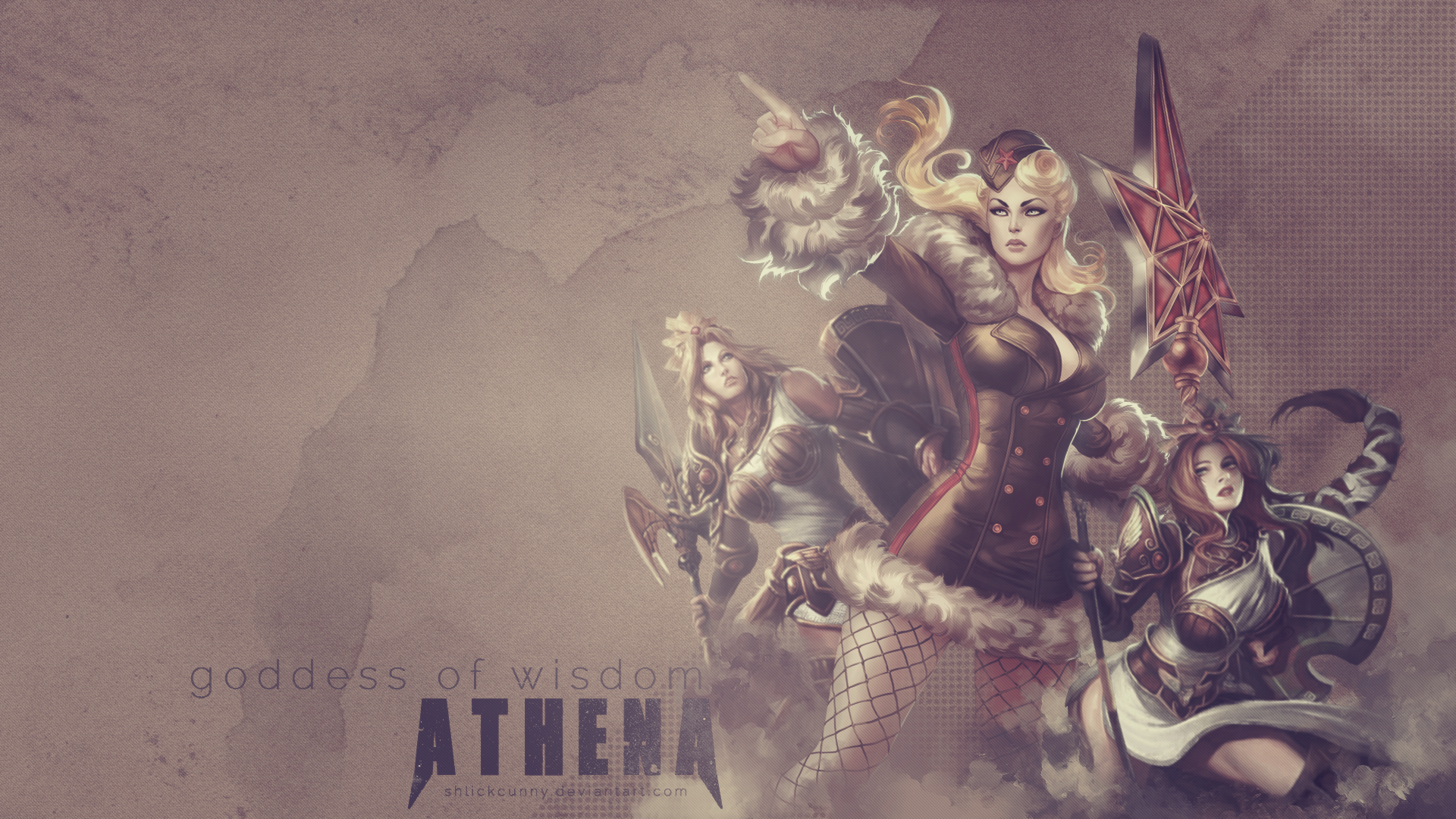 Athena and allies from Smite HD Wallpaper