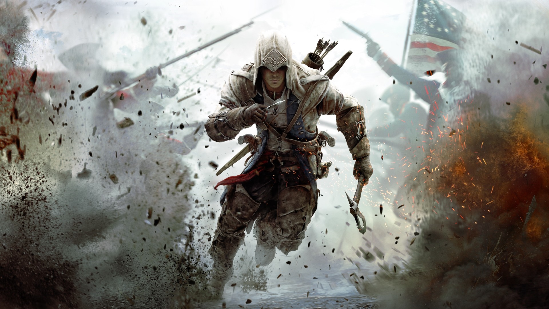 Connor from Assassin's Creed III in battle HD Wallpaper