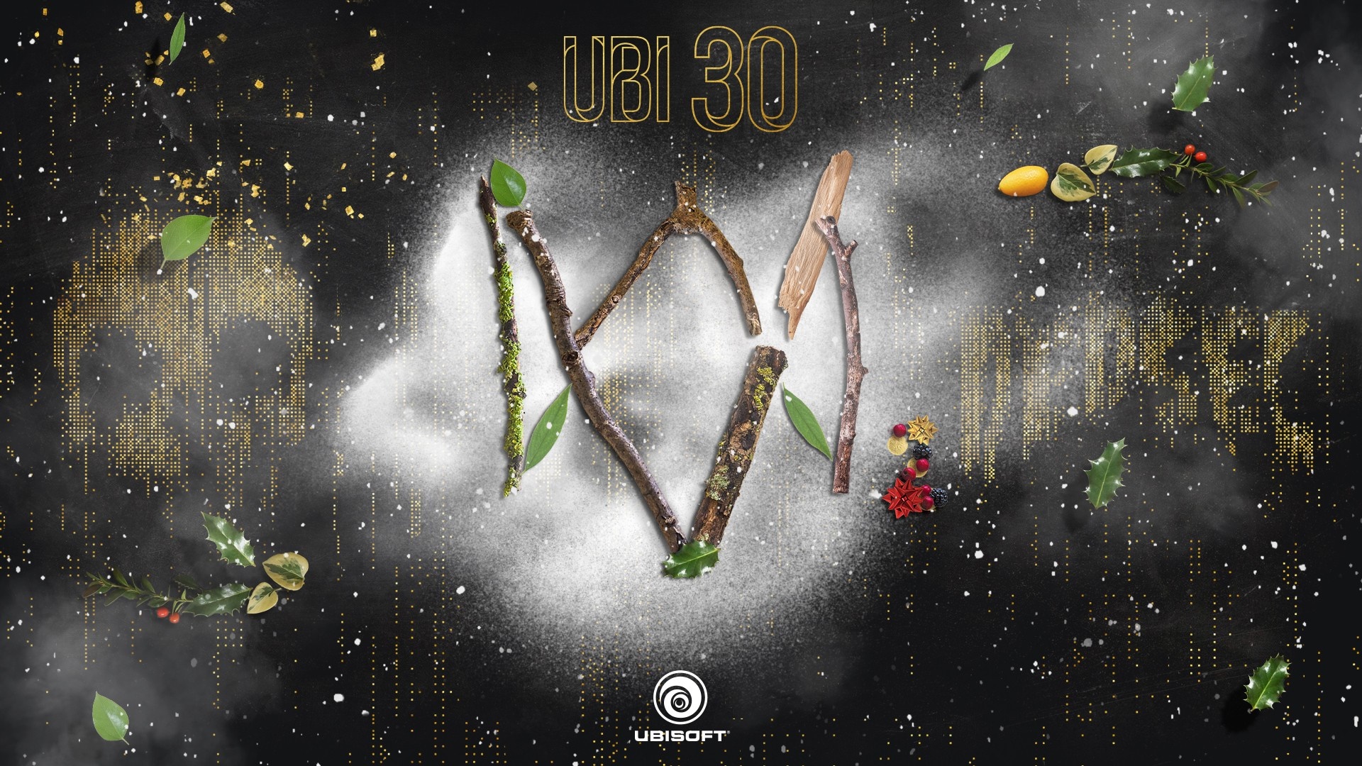 Ubisoft Ubi30 logo with natural elements HD Wallpaper
