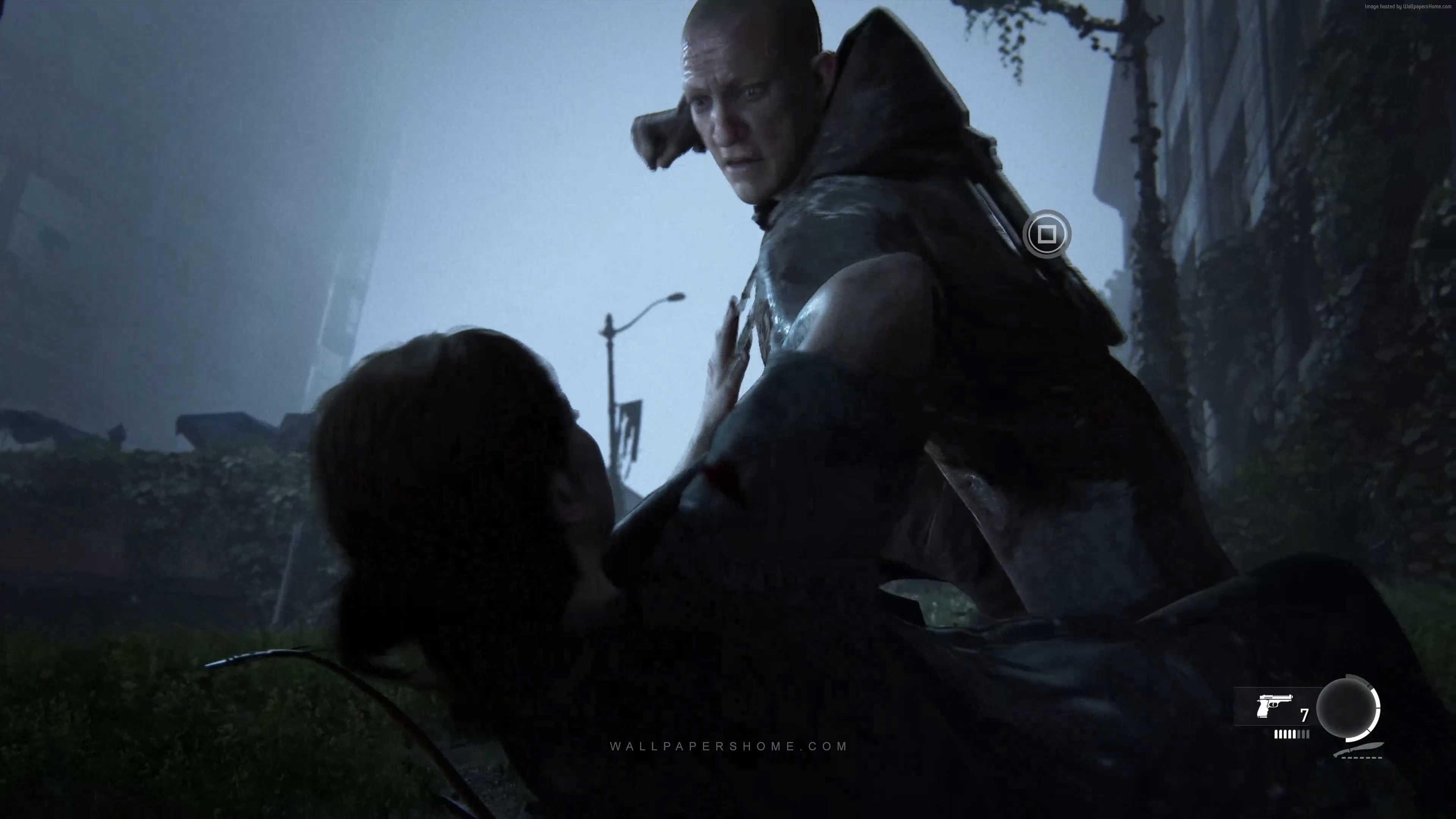 Ellie and a man fighting in The Last of Us: Part 2 HD Wallpaper