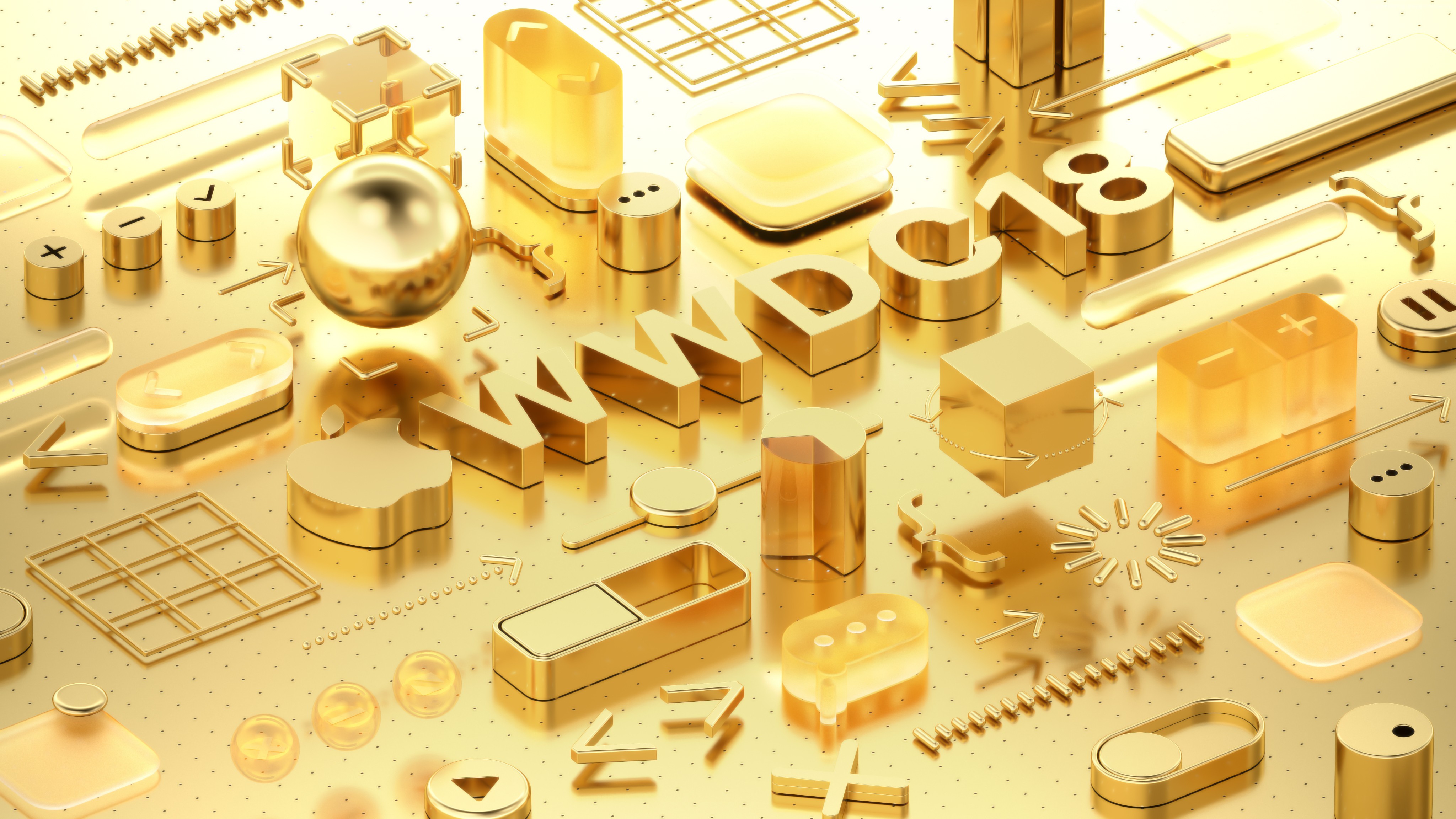 WWDC 2018 3D Gold Objects HD Wallpaper