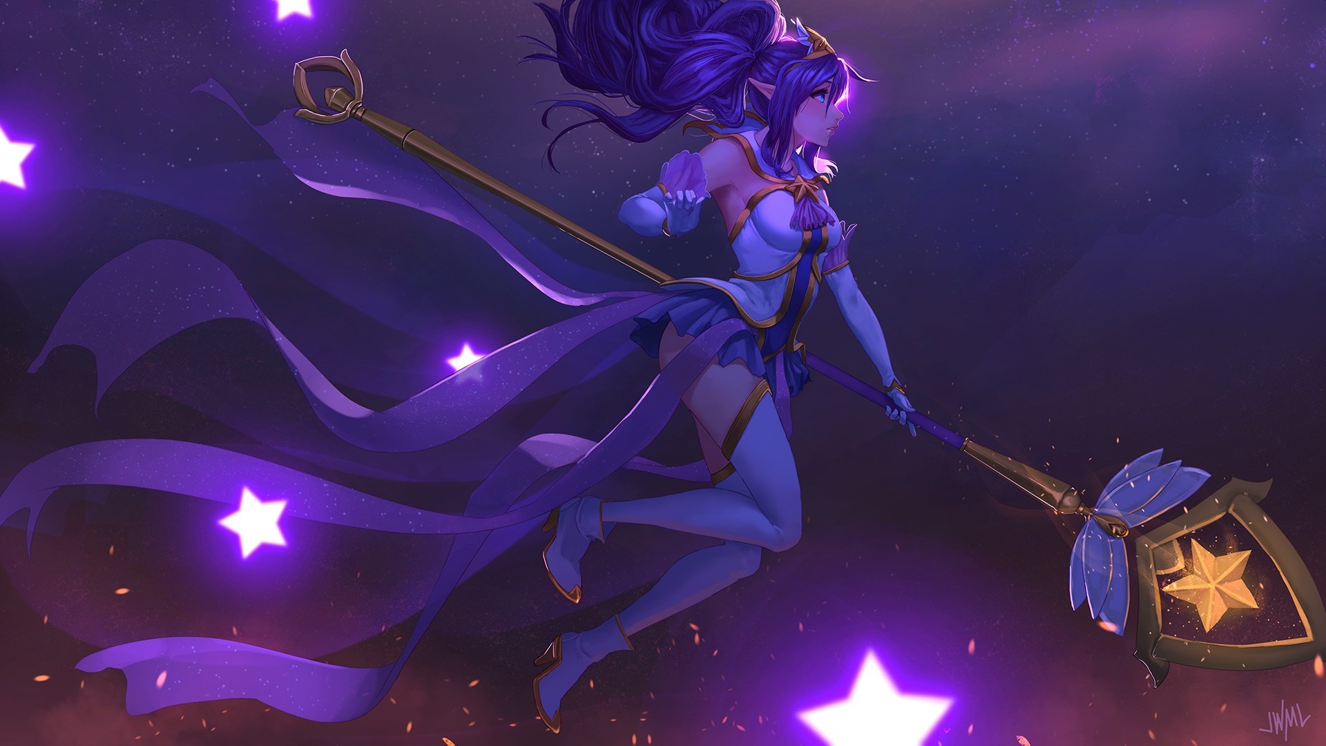 Janna from League of Legends with stars HD Wallpaper