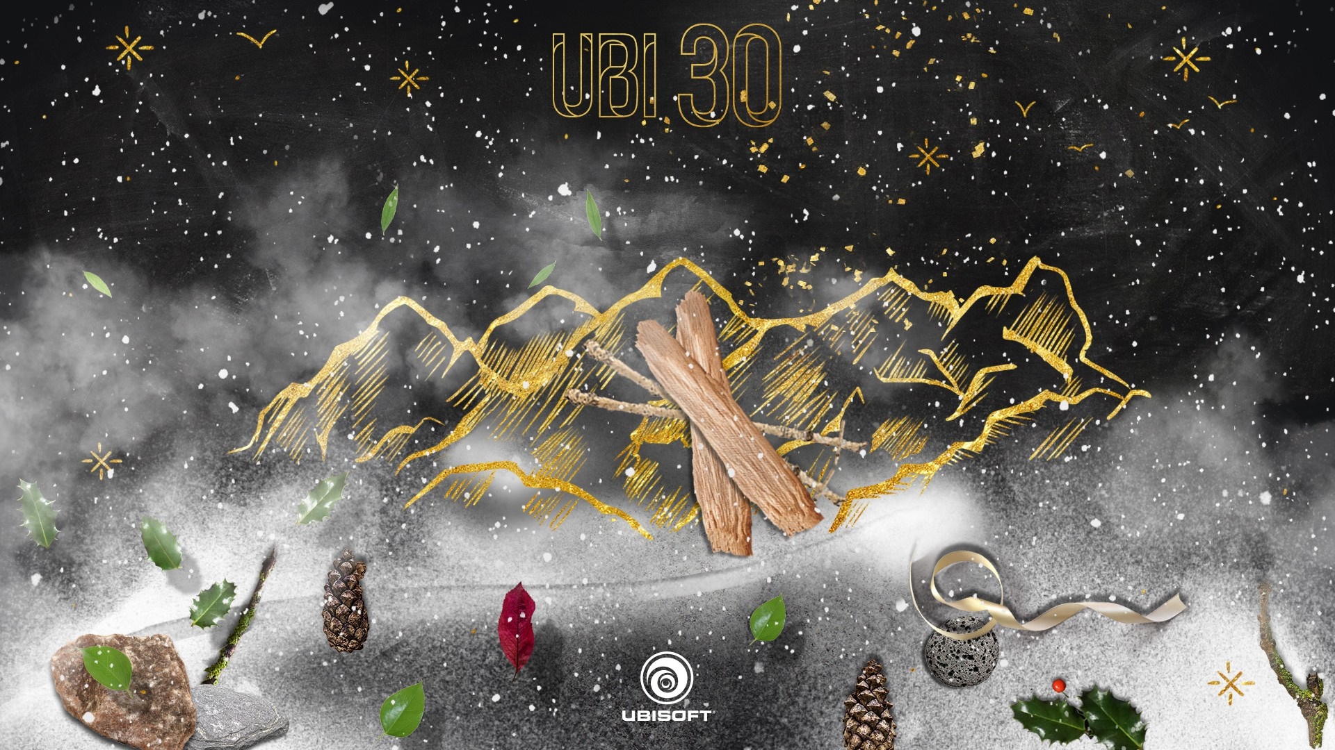 Ubisoft Ubi30 illustration with mountains and snow HD Wallpaper