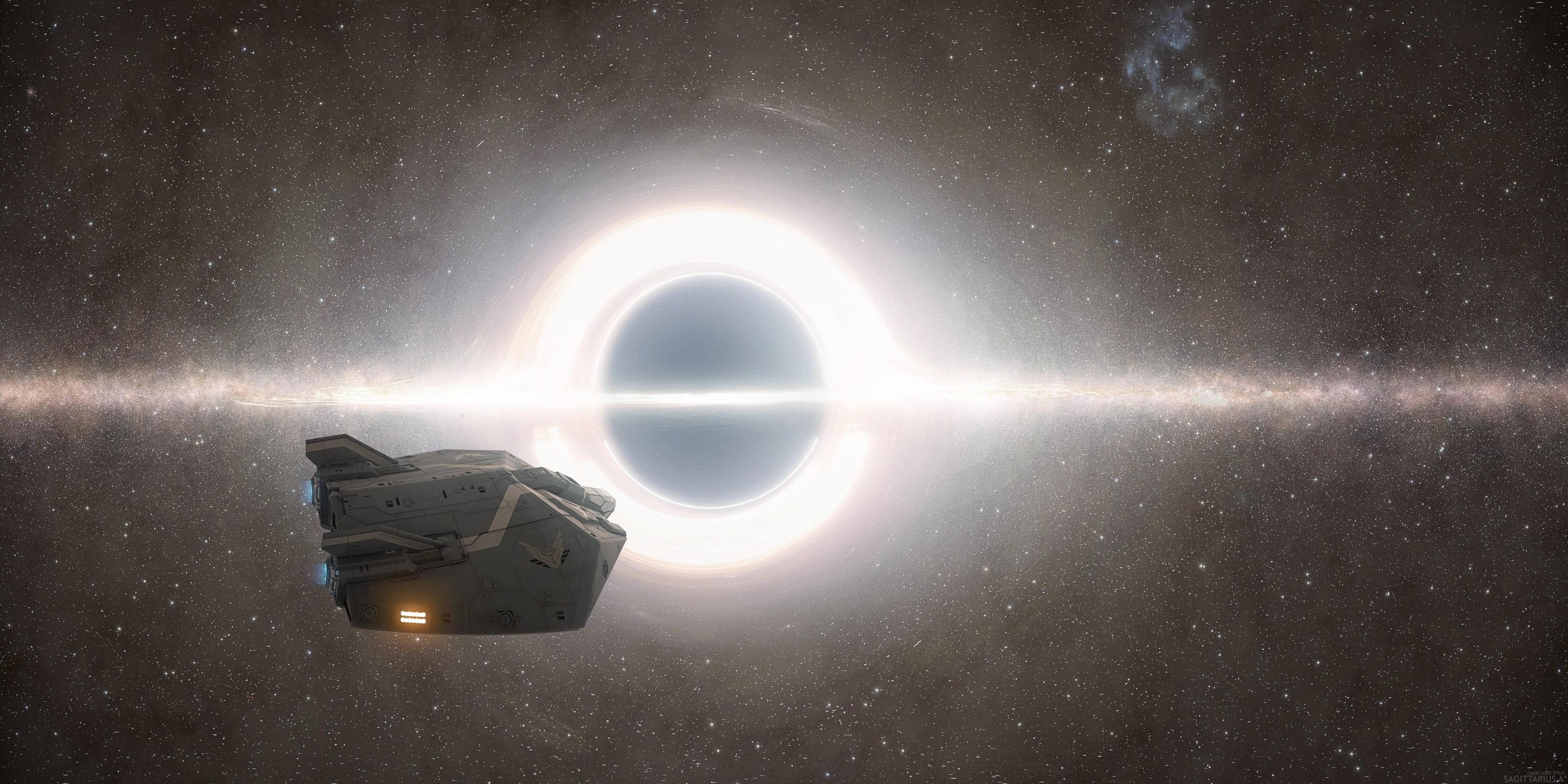 Spaceship near a black hole in Elite Dangerous HD Wallpaper