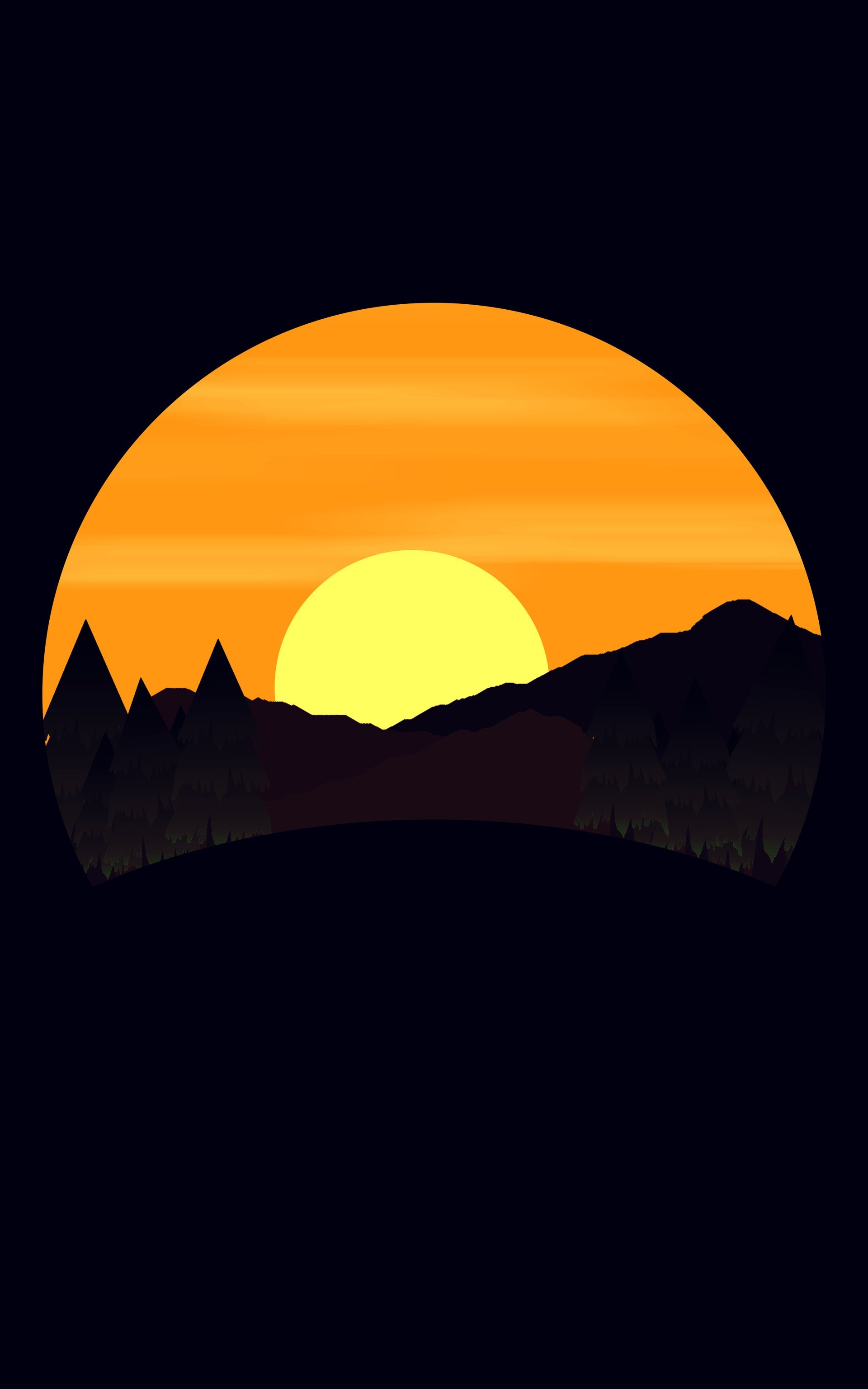 Sunset over mountains and forest HD Wallpaper