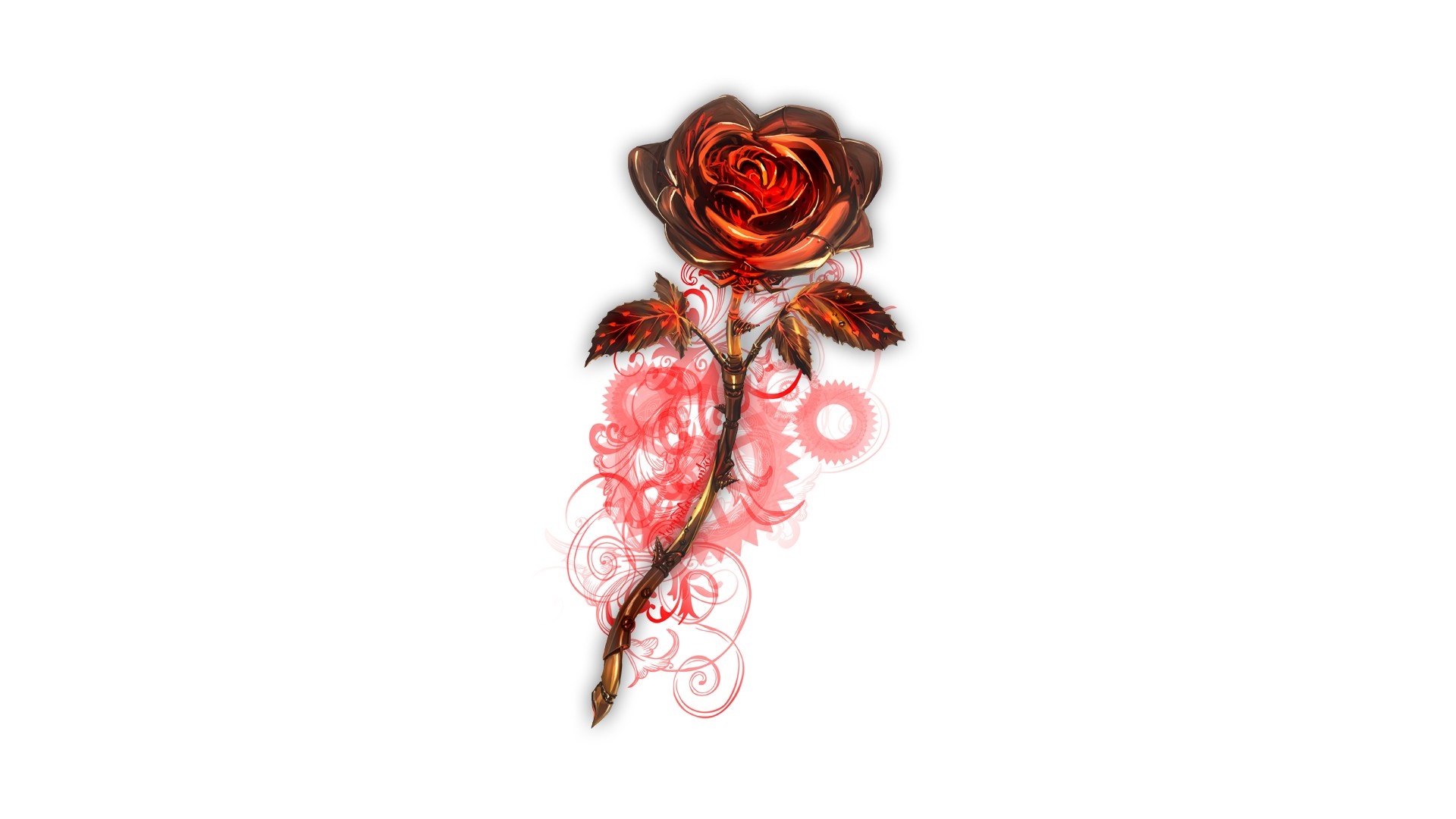 Steampunk rose with gears and swirls HD Wallpaper