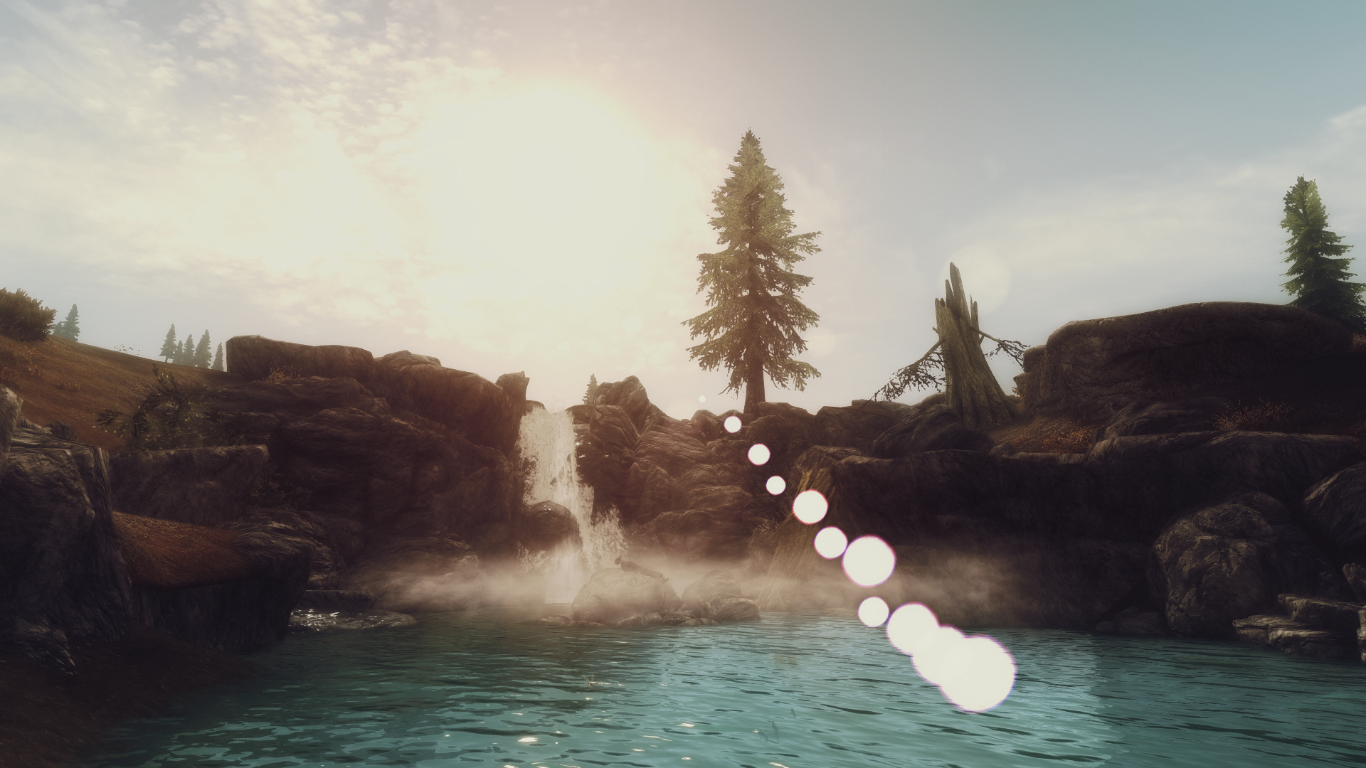 The Elder Scrolls V Skyrim waterfall and lake HD Wallpaper