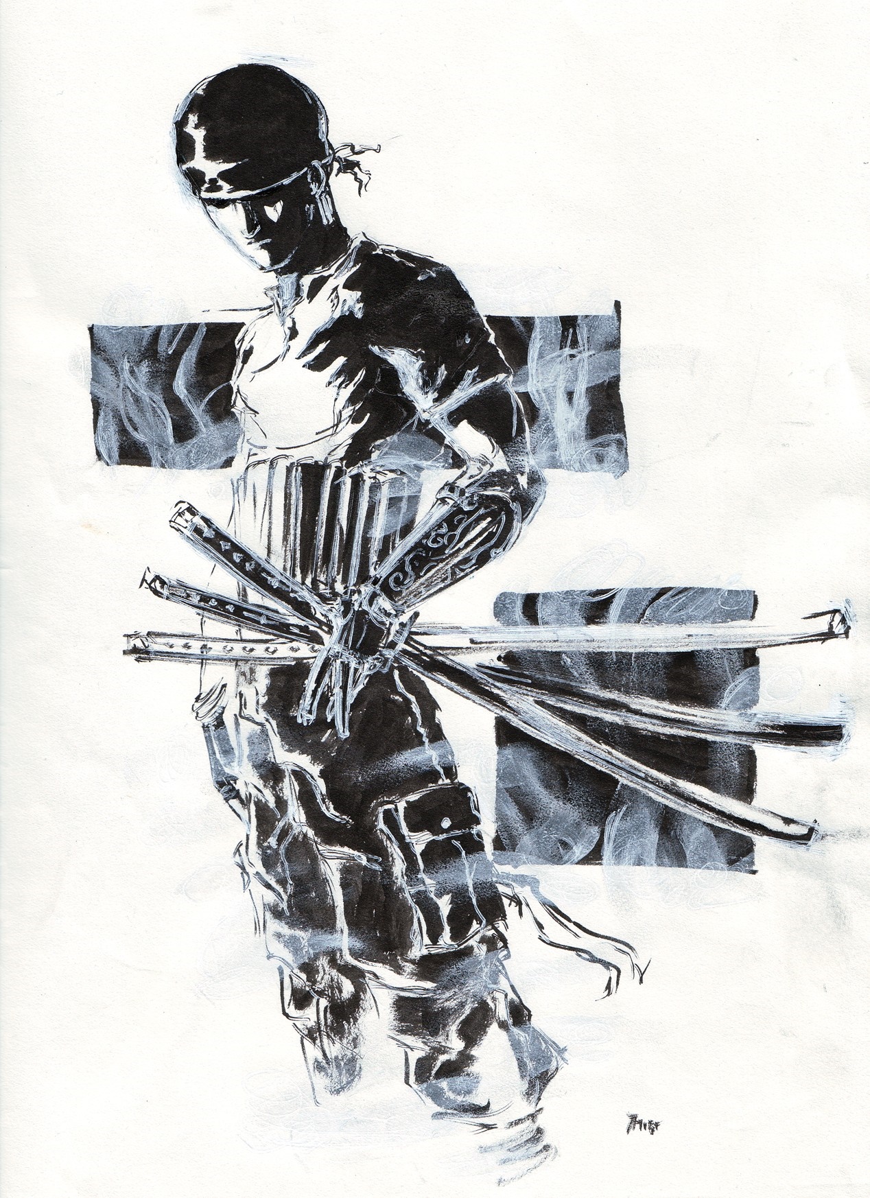 Roronoa Zoro from One Piece sketch HD Wallpaper