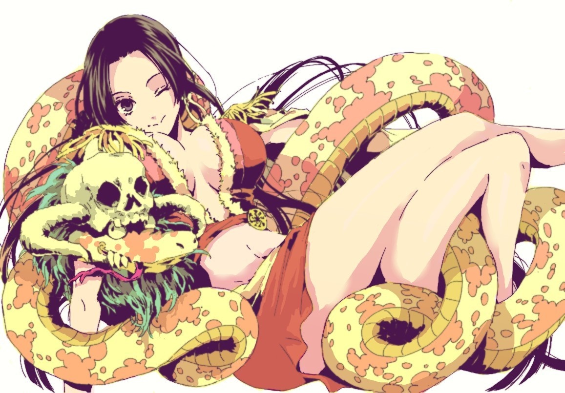Boa Hancock from One Piece with snakes and skull HD Wallpaper