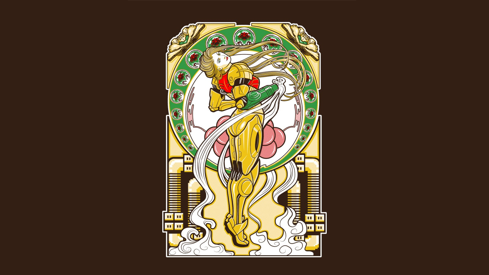Samus Aran from Metroid in Art Nouveau Style HD Wallpaper