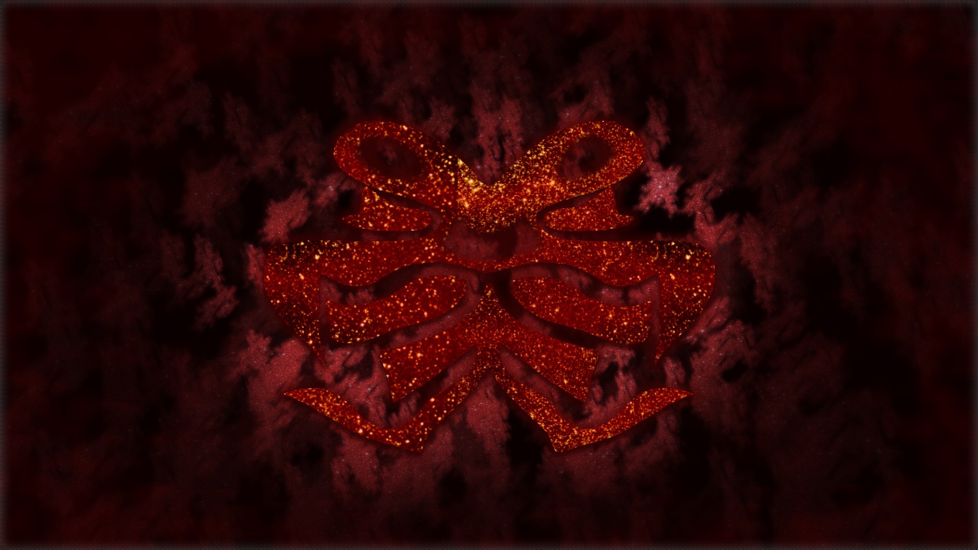 Glittering red bow on a dark textured background HD Wallpaper
