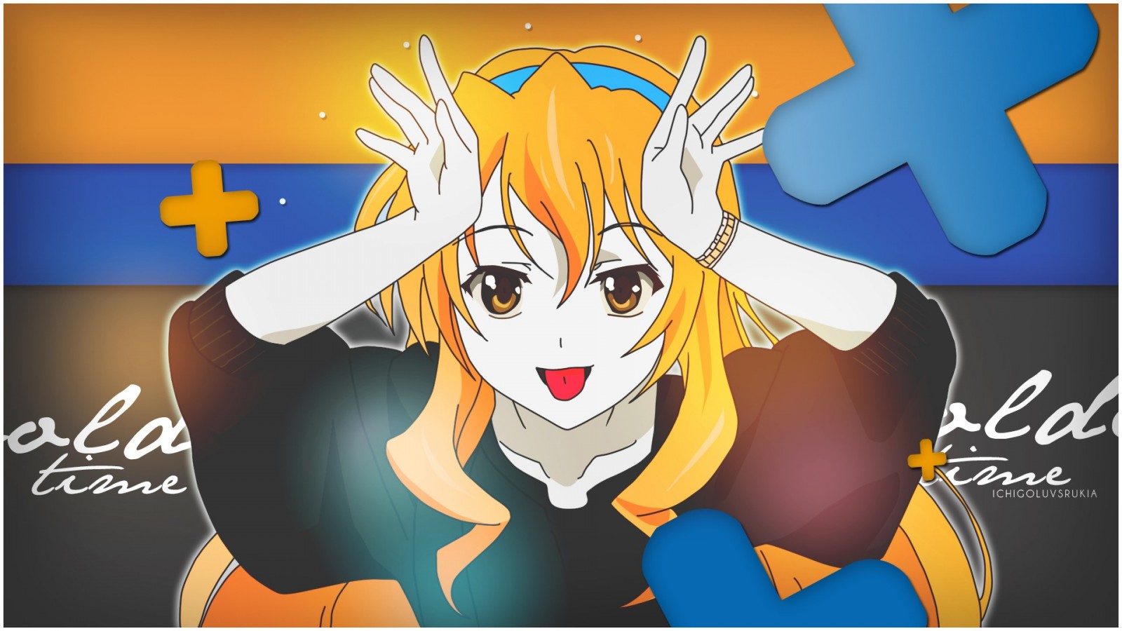 Kaga Kouko from Golden Time making a bunny ear gesture HD Wallpaper